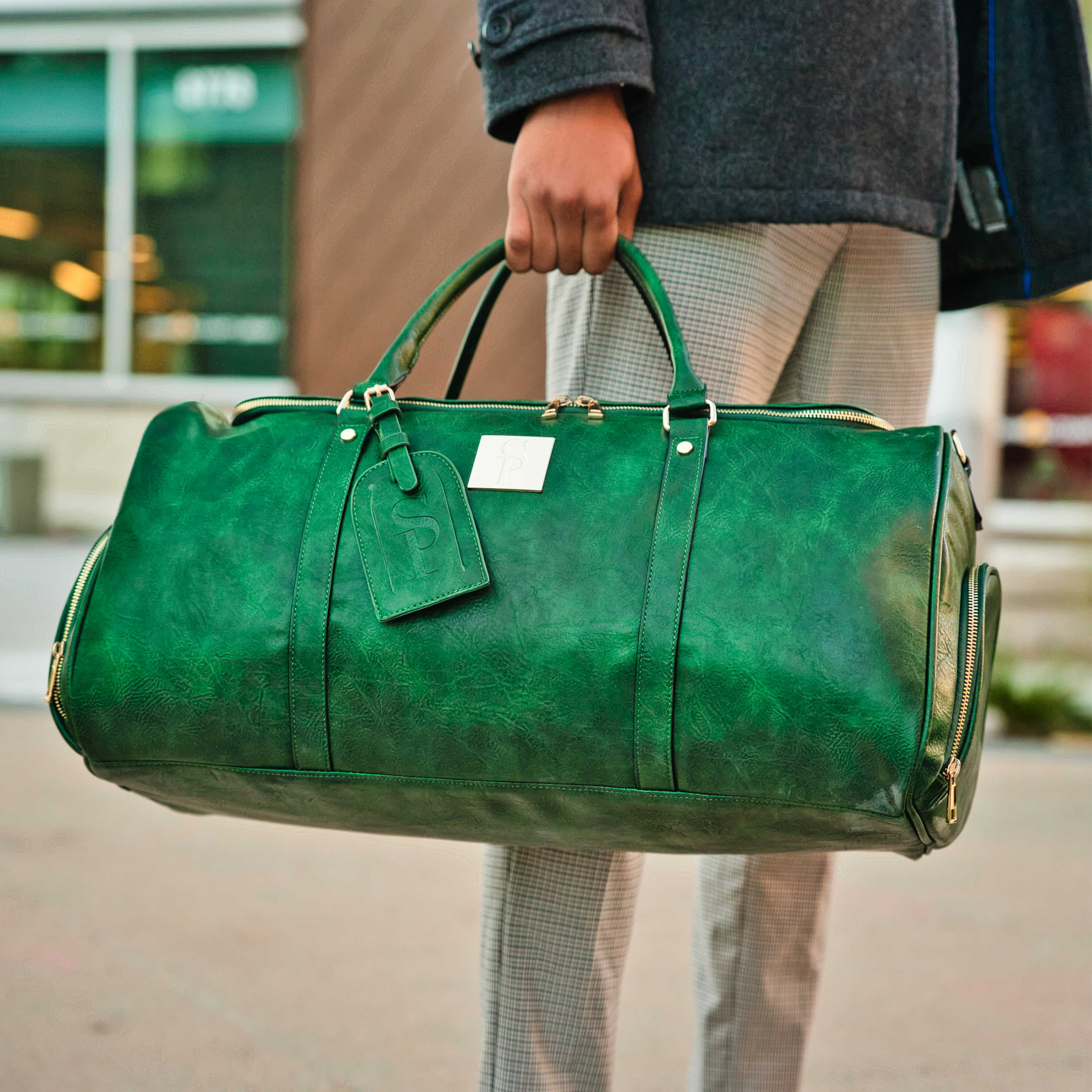 Premium Luciano Leather 3-Piece Bag Set in Emerald Green - Perfect for Travel, Work & Everyday Use