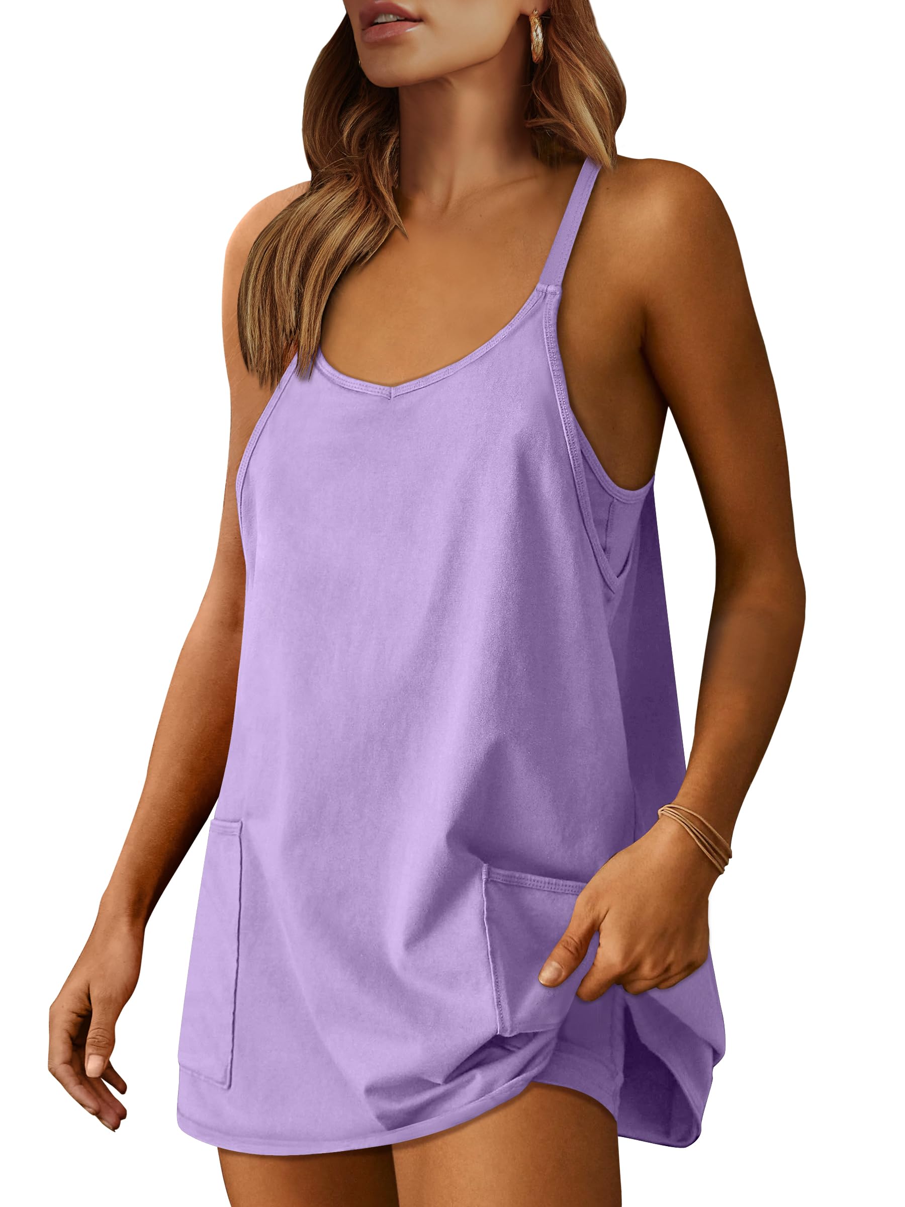 ANRABESS Women's Athletic Dress - Summer Tennis Workout Dress with Built-in Shorts, Active Sports Mini Romper for Gym, Running, Yoga & Vacation Travel Outfits