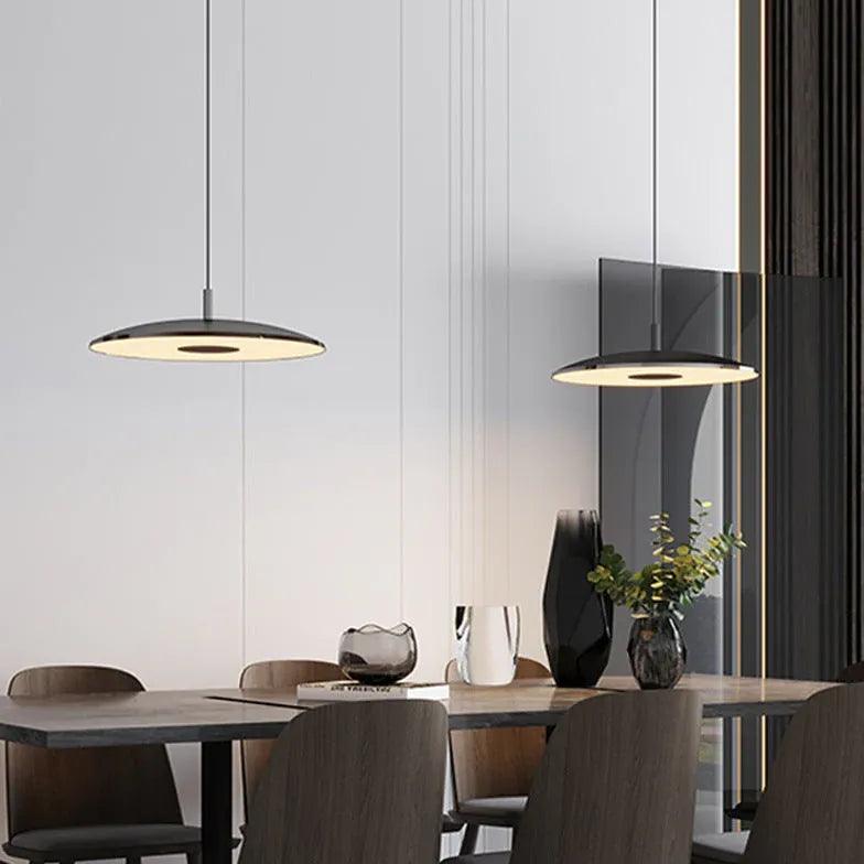 Modern Thin Plate Pendant Light for Dining Room - Minimalist Ceiling Lighting Fixture for Kitchen Island, Breakfast Nook & Contemporary Home Decor