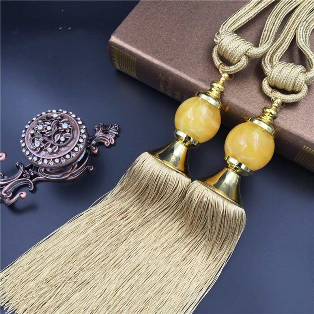 2 Pack Decorative Curtain Tiebacks with Tassels - Elegant Rope Holdbacks for Drapes & Sheers - Perfect for Living Room, Bedroom, and Window Decor (Gold/Black) - Ideal for Home Styling and Interior Design