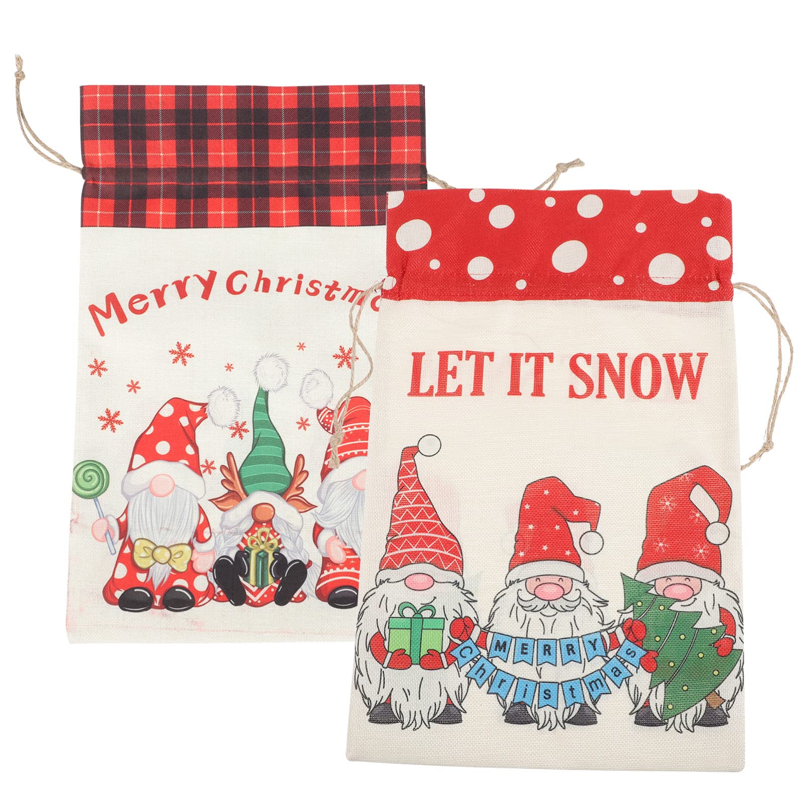 Gadpiparty Christmas Drawstring Bags - Santa Gift Wrapping Bags for Candy & Treats | Linen Party Favor Bags for Holiday Celebrations, Stocking Stuffers & Christmas Gatherings