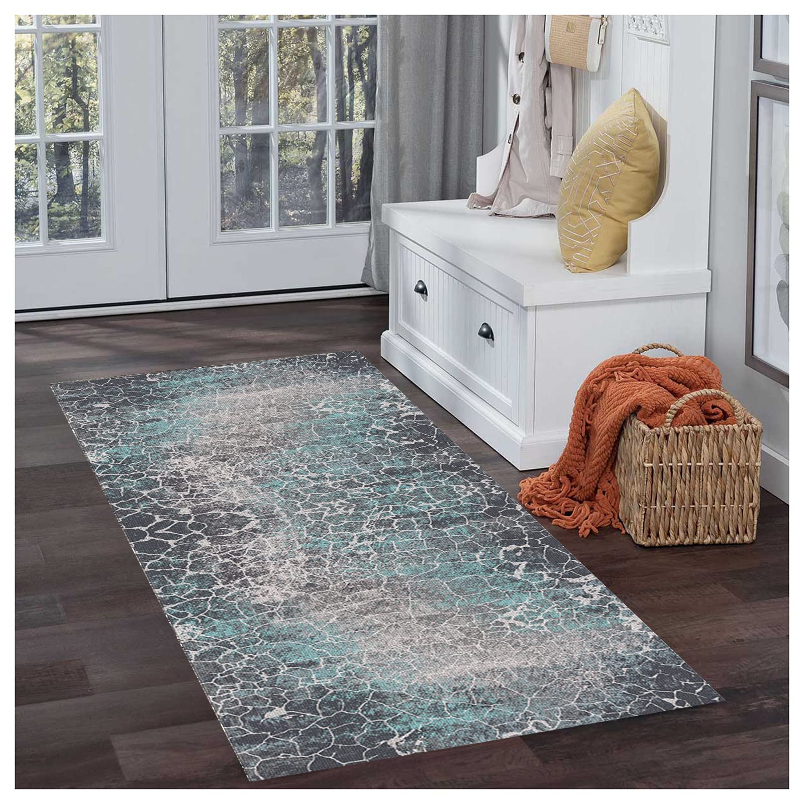 Runner Rug for Hallways & Kitchen - Machine Washable, Stain Resistant, Non-Shed Carpet - Perfect for Laundry Room, Living Room, Bathroom & Entryway - Durable & Easy to Clean Floor Mat for High Traffic Areas