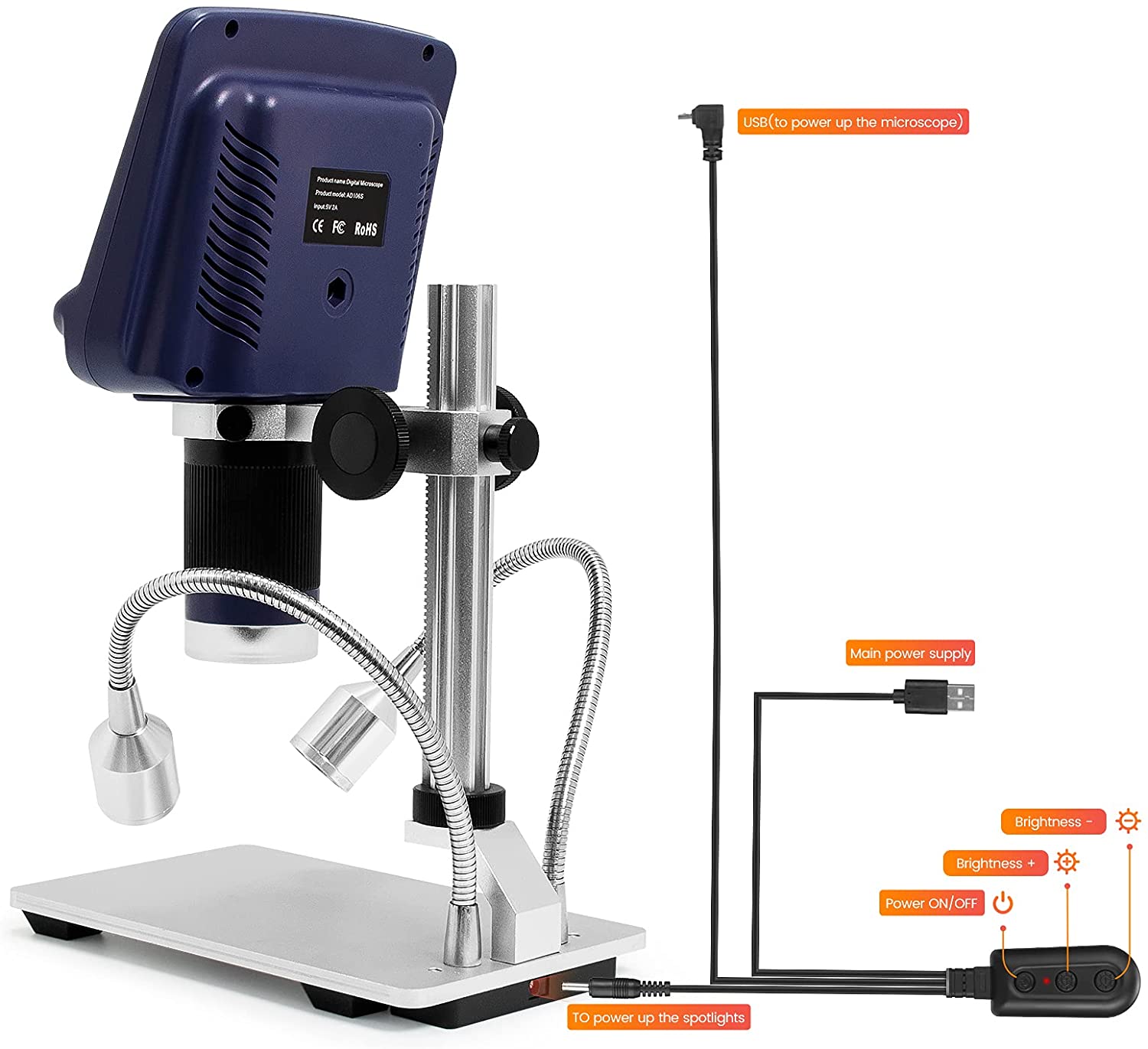 Andonstar AD106S 4.3 Inch HD Digital Microscope with LCD Screen - 1080P Magnification for Electronics Repair, Jewelry Inspection & Coin Collecting