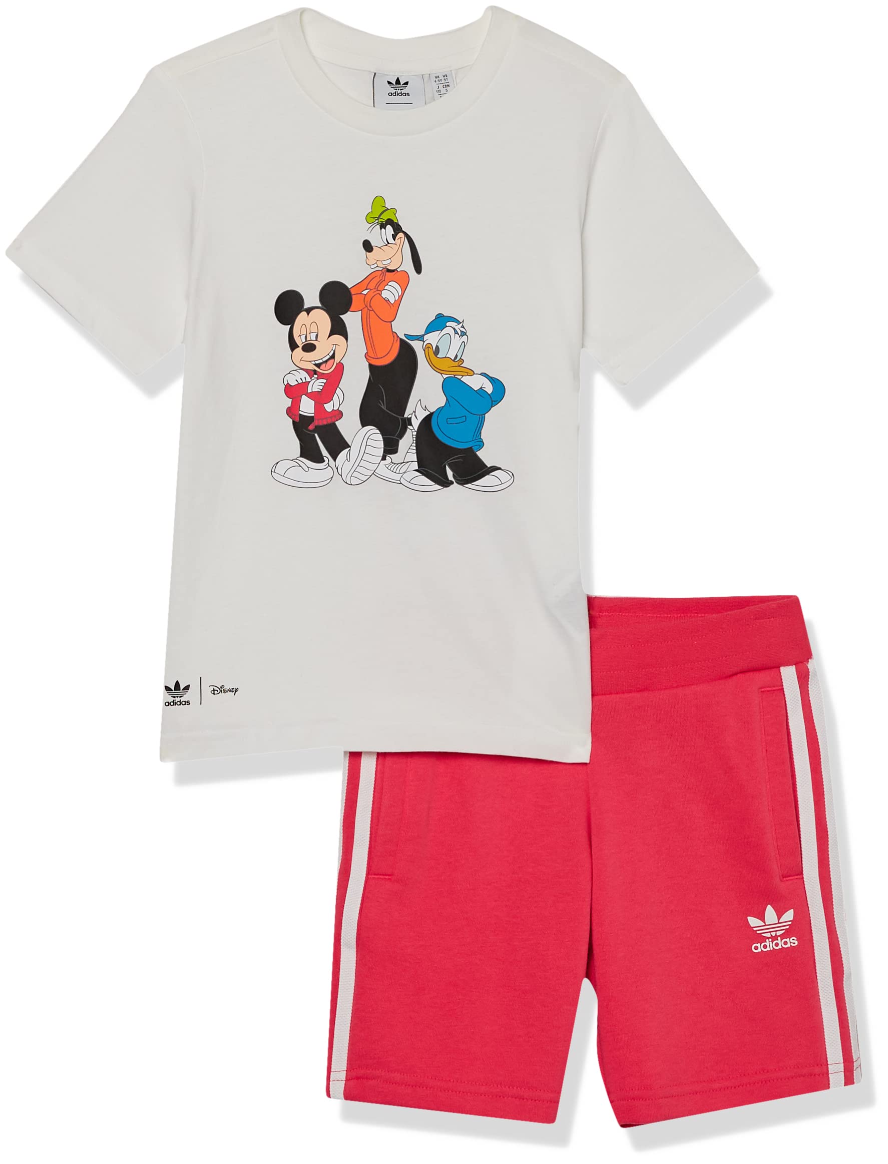 Adidas Originals Kids' Mickey & Friends Short Sleeve T-Shirt Set - Cute Disney Character Outfit for Boys & Girls - Perfect for Playdates, Birthday Parties & Casual Wear