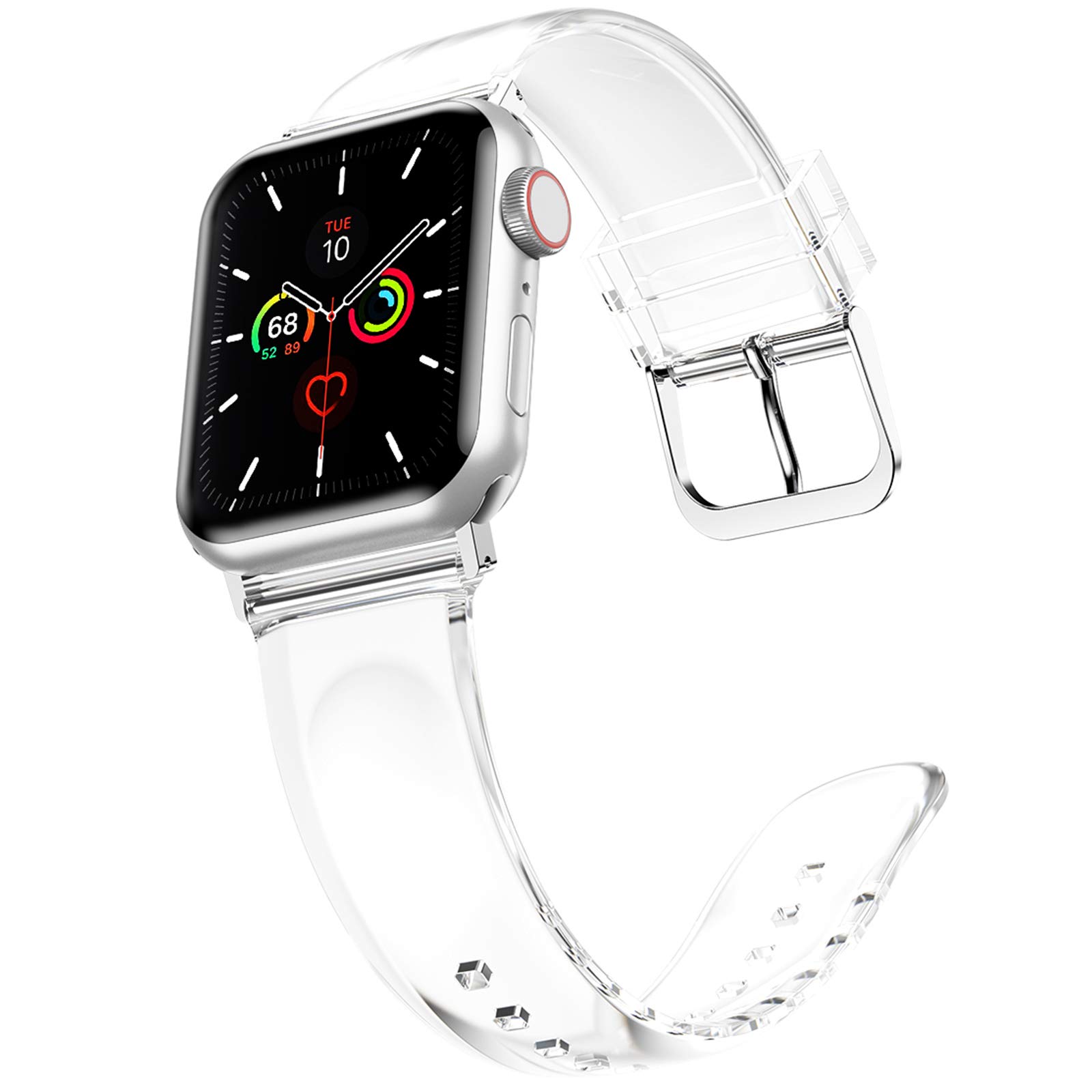 iiteeology Clear Soft Silicone Band Compatible with Apple Watch Series 1-10 (38mm/40mm/41mm/42mm/44mm/45mm/46mm) - Transparent Breathable Strap for Women & Men - Perfect for Workout, Running & Daily Wear