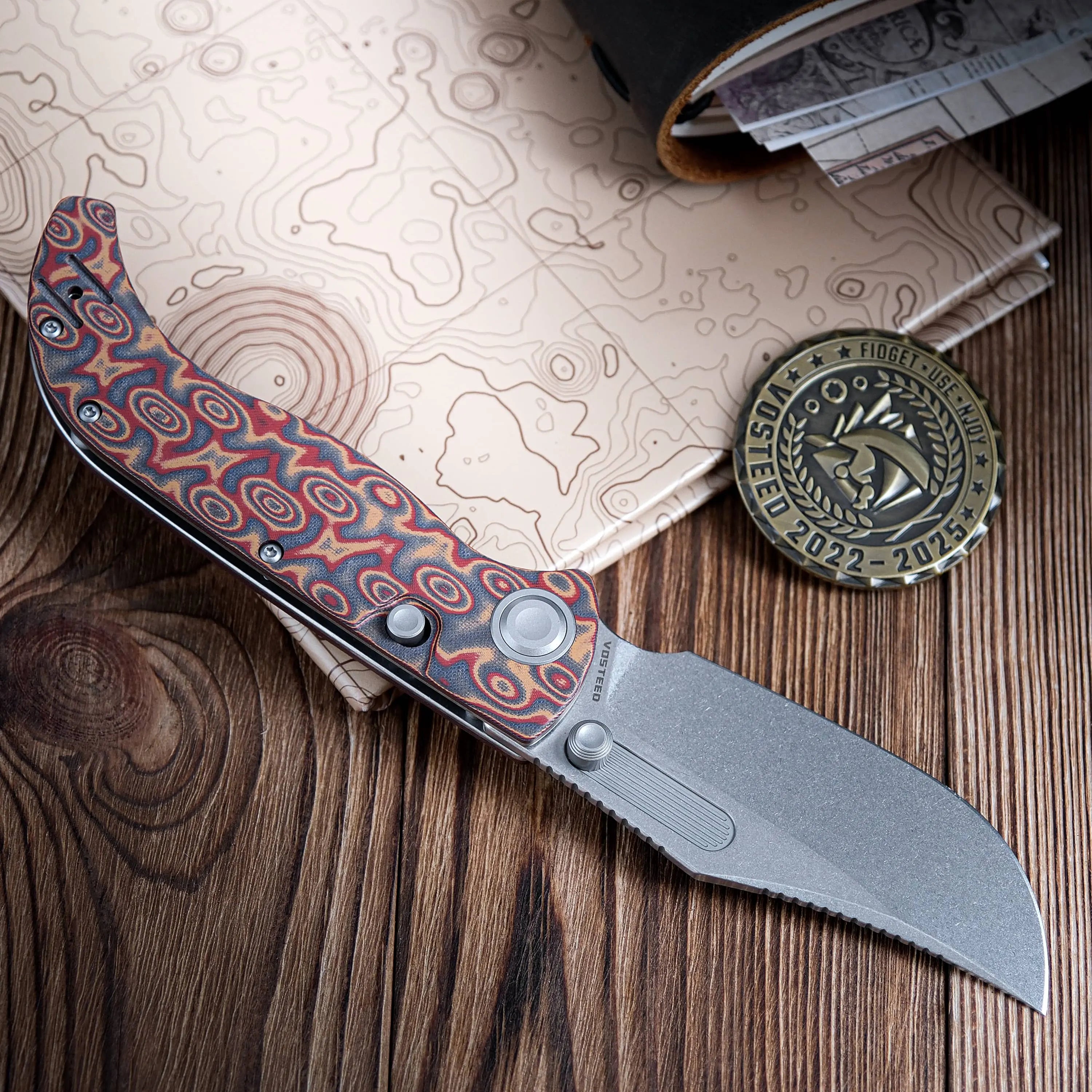 Naga Copper Raindrop Micarta Pocket Knife with S35VN Steel Blade - EDC, Camping, Outdoor Survival & Everyday Carry Tool (Model A3904)