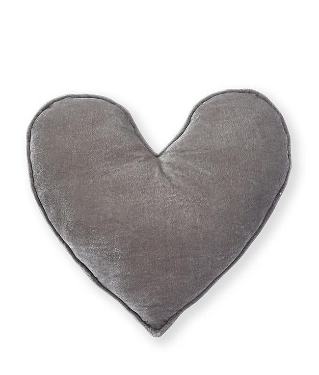 Luxury Velvet Heart Cushion - Large Grey Throw Pillow for Sofa, Bedroom Decor - Perfect for Valentine's Day Gifts, Home Decor & Cozy Living Room Accents