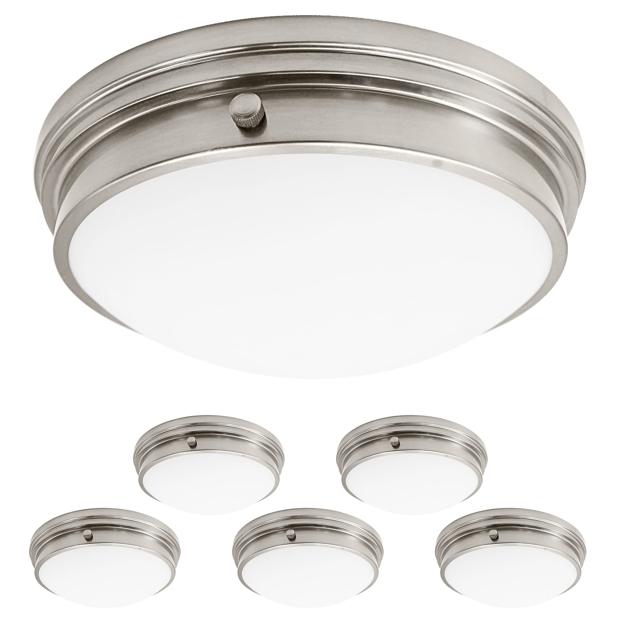 12-Pack Frosted Glass Cup Set with Brushed Nickel Finish - 12oz Drinking Glasses for Cocktails, Iced Coffee & Home Bar Use