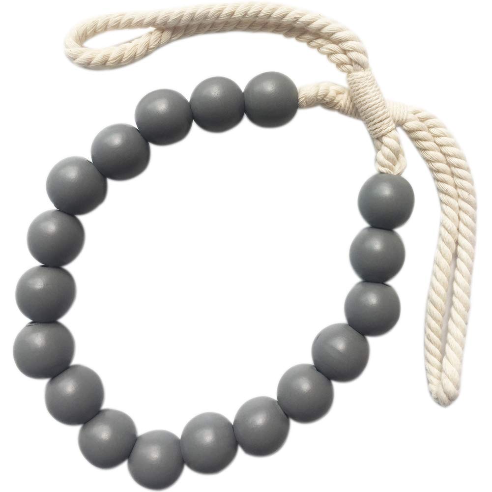 Adonpshy Fashion Wooden Bead Curtain Tiebacks - Grey Home Decor Drape Holdbacks for Living Room & Bedroom Window Treatments