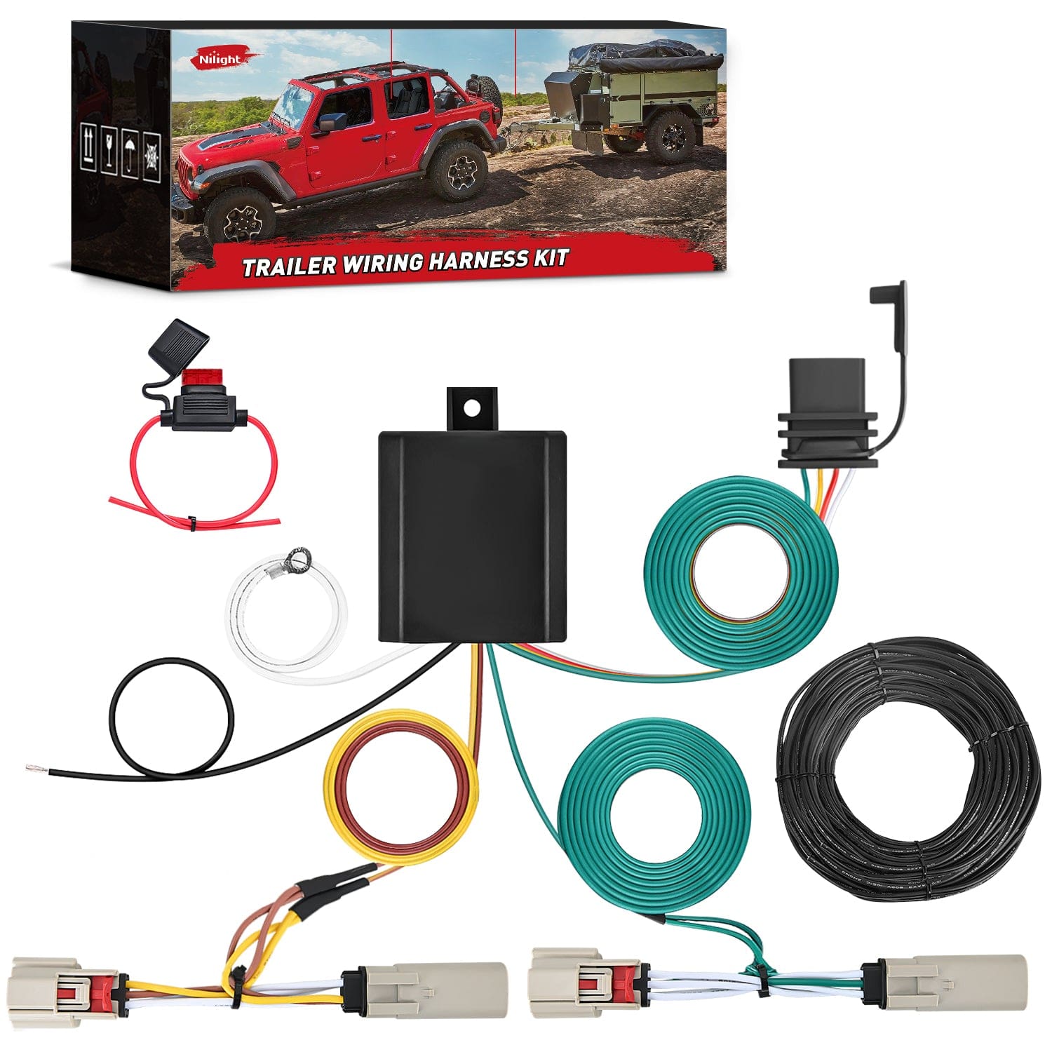 2021-2024 Ford Bronco 4 Pin Trailer Wiring Harness Kit (Non-LED Taillights) - Easy Installation for Towing & Hauling | Perfect for Camping, Off-Roading & Utility Trailers