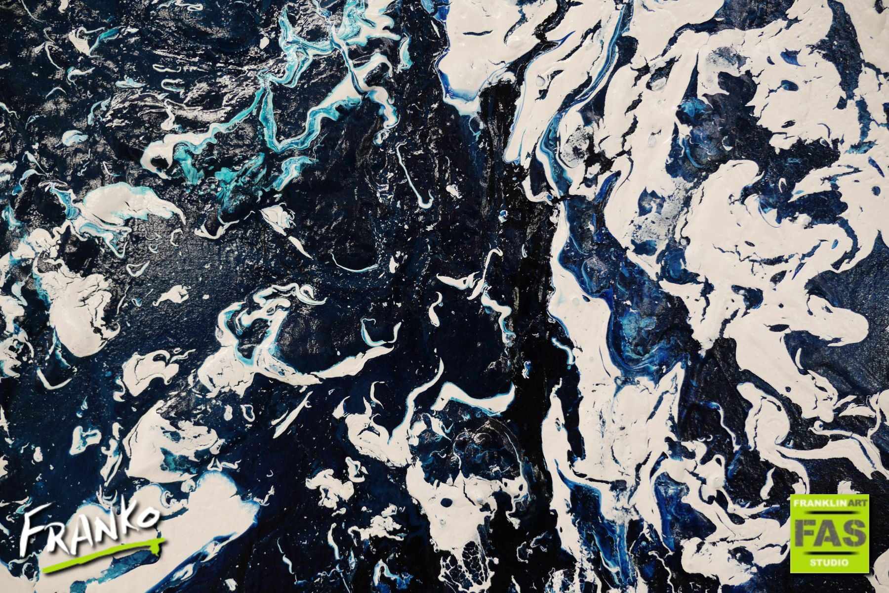 Blue Wash 140cm x 100cm Blue Cream White Textured Abstract Canvas Art - Modern Wall Decor for Living Room, Bedroom & Office