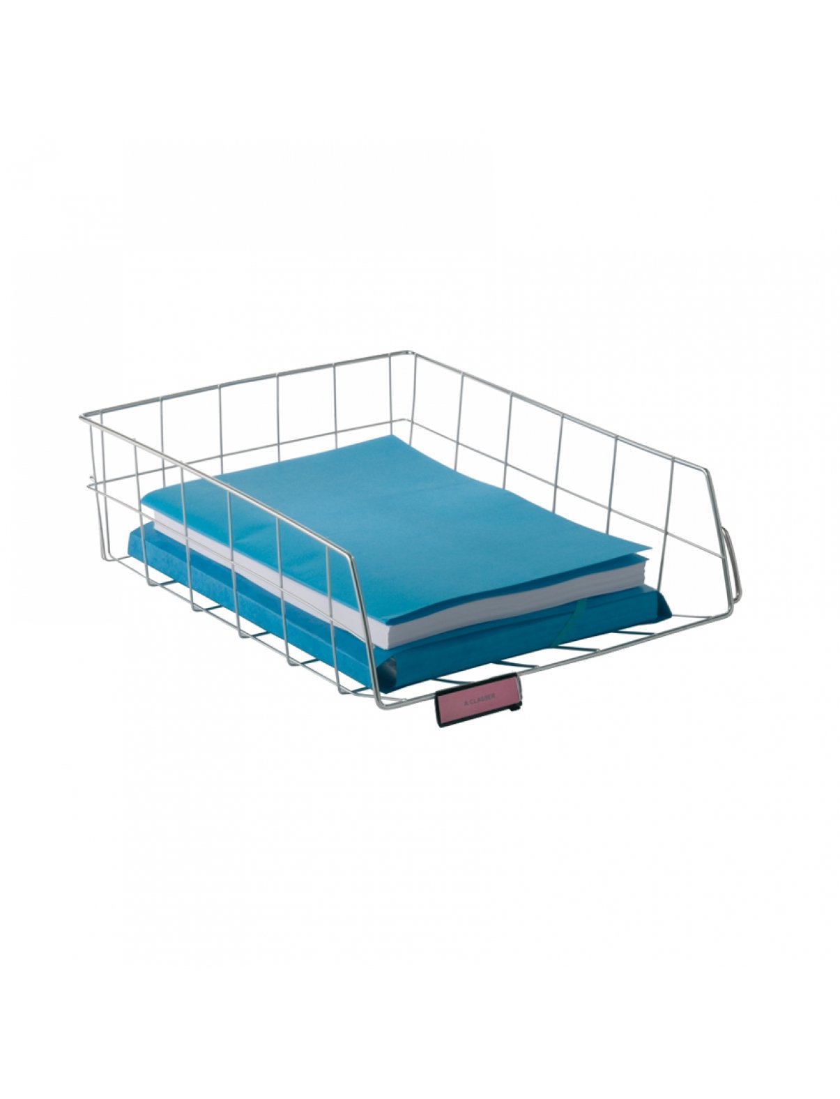 Chrome Steel Wire Paper Basket with Label Holder - COR1210 Office File Organizer for Desk, Home, or Classroom Storage