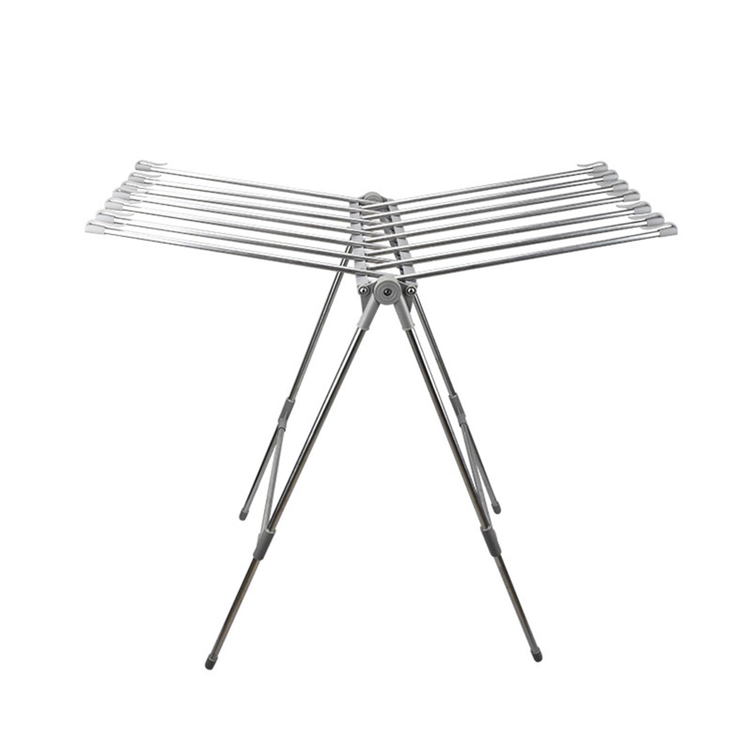 Stainless Steel Foldable Clothes Drying Rack - Multifunctional Laundry Hanger & Towel Rack for Indoor/Outdoor Use | Space-Saving Floor Stand for Bedroom, Balcony & Small Apartments
