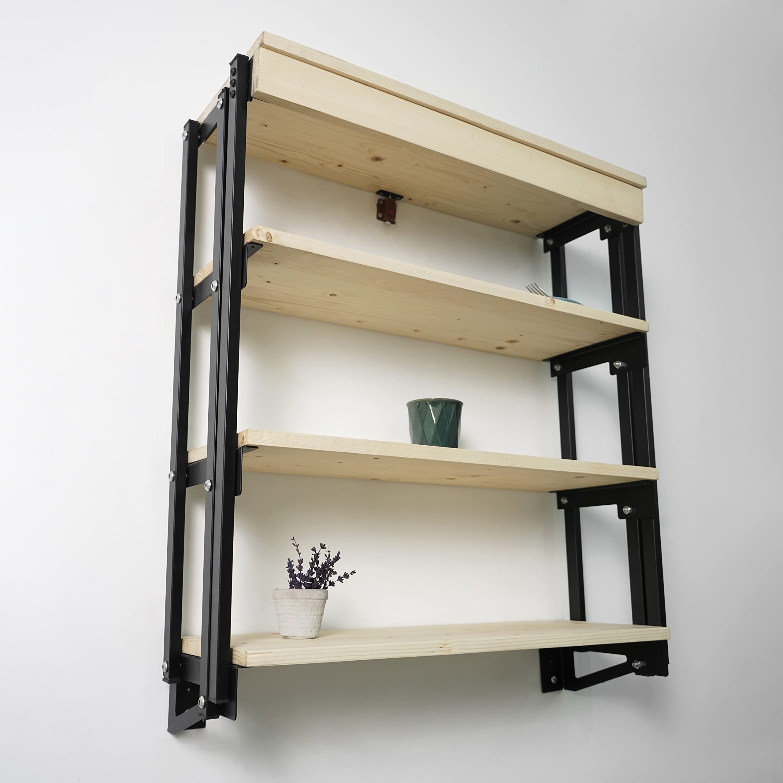 Murphy Folding Table - Space Saving Wall Mounted Dining Table & Multifunctional Desk with Storage Shelf | Perfect for Small Apartments, Tiny Homes & Studio Living