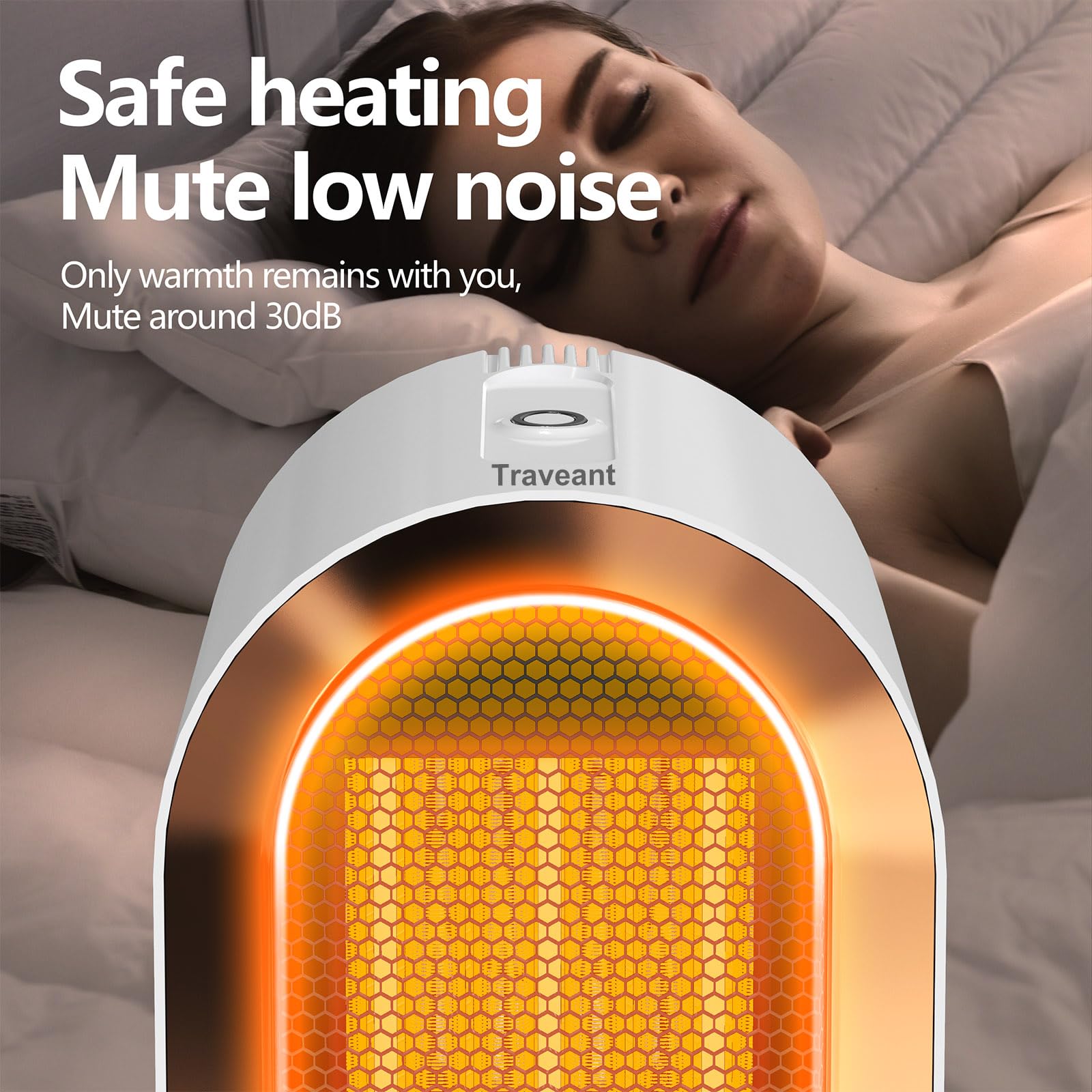 Portable PTC Ceramic Space Heater 1200W - Fast Heating, Energy Efficient, Quiet Fan for Bedroom, Office & Home Use - Safe Overheat Protection, Adjustable Thermostat - Perfect for Winter, Small Rooms & Workspaces (White)
