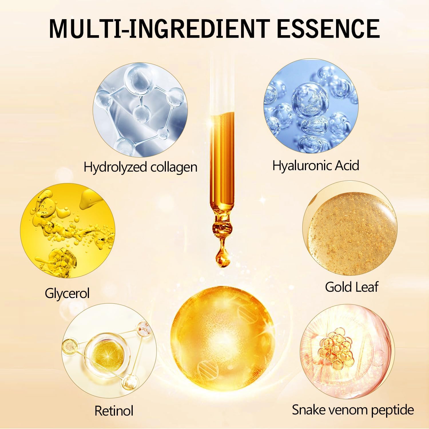 Retinol & Snake Venom Gold Facial Mask with Silicone Brush - Anti-Aging Collagen Peel Off Mask for Deep Hydration & Moisturizing - 2 Pack (Perfect for Spa Night & Skin Rejuvenation)