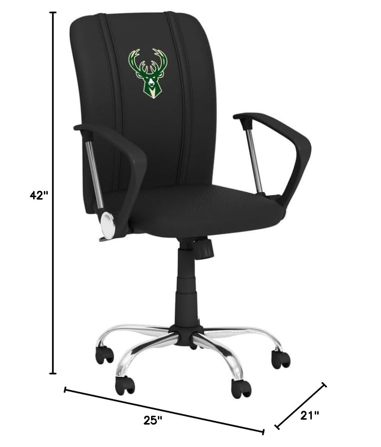 Milwaukee Bucks Logo Curve Task Chair - Ergonomic Office Chair for Home & Work - Perfect for Gaming, Studying, and Office Use
