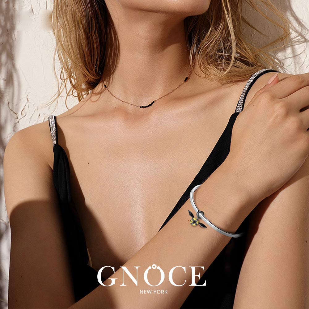 GNOCE 925 Sterling Silver Quidditch Charm Pendant - Let Us Win Black Dangle Charm for Bracelet & Necklace - Perfect for Harry Potter Fans & Movie Lovers - Great Gift for Birthdays, Cosplay & Wizarding World Enthusiasts