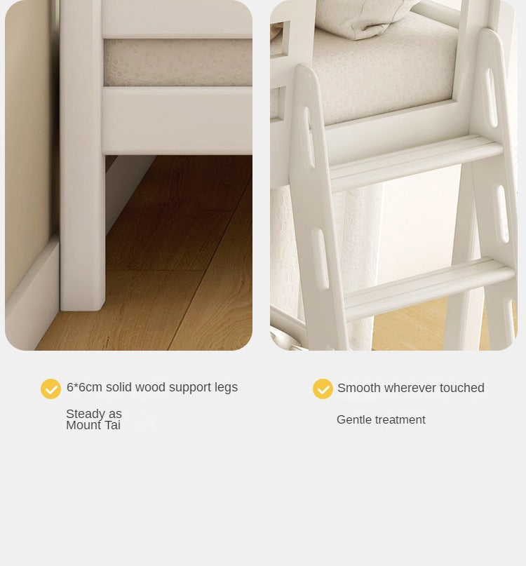 Solid Wood Beech & Birch White Detachable Bunk Bed for Kids - Perfect for Small Bedrooms, Guest Rooms & Space-Saving Kids' Rooms