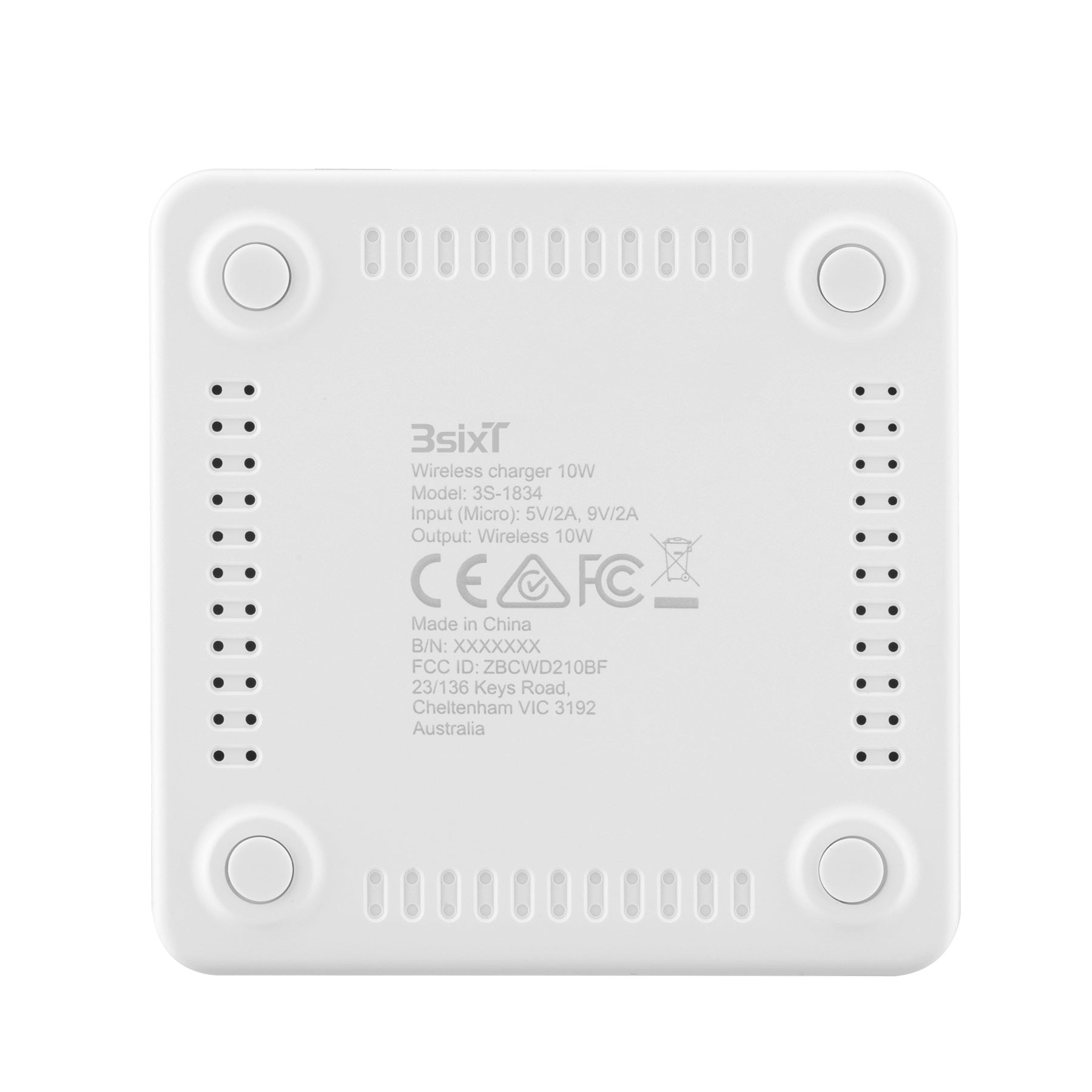 3sixT Elfin 10W Fast Wireless Charger Pad - Qi-Certified for iPhone 15/14/13/12, Samsung Galaxy S23/S22/S21, AirPods - Perfect for Home, Office & Nightstand Charging