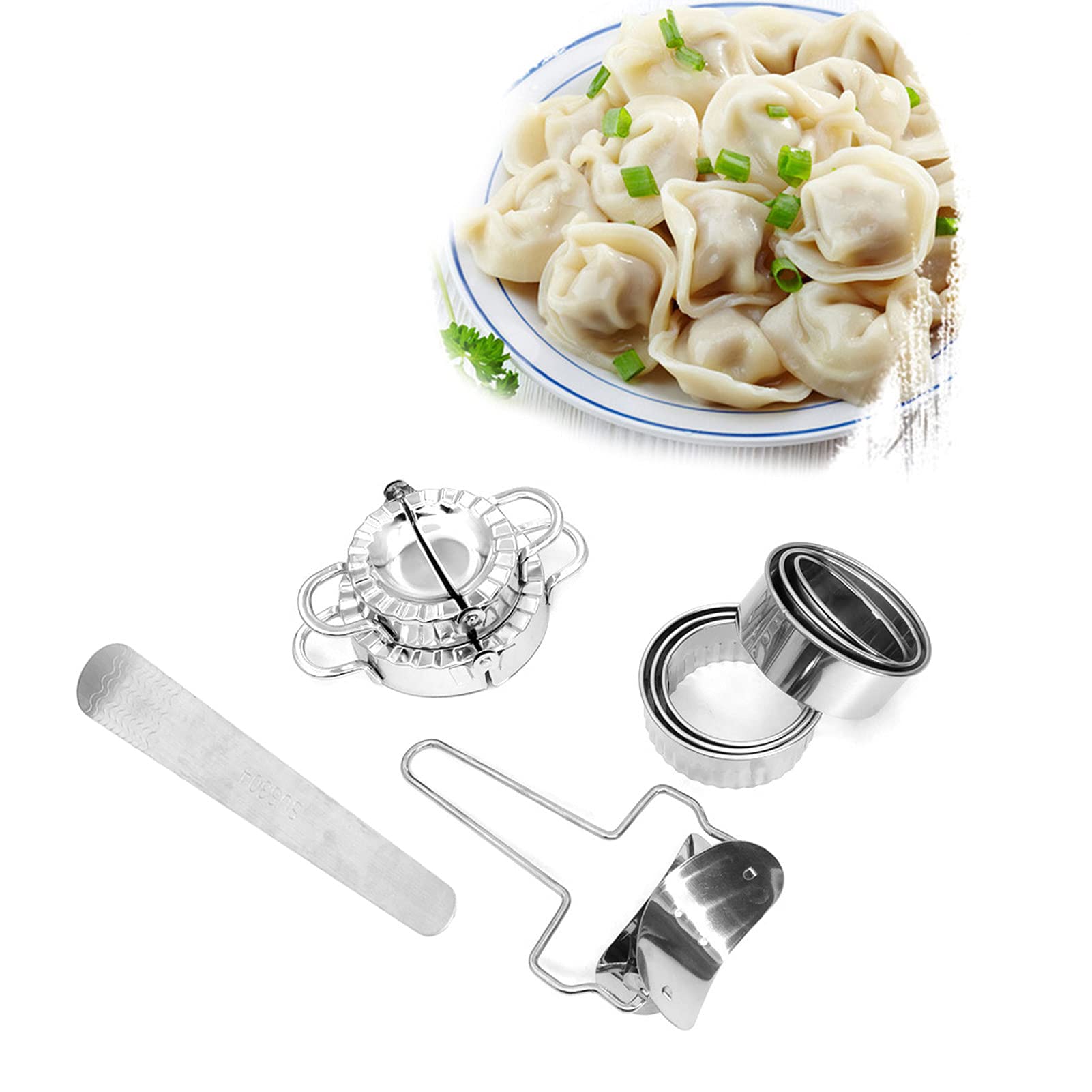10-Piece Stainless Steel Dumpling Maker Mold & Cutter Set - Professional Dumpling Press for Homemade Wontons, Pierogi, Gyoza - Perfect Kitchen Tool for Asian Cooking, Family Meals & Party Food Prep