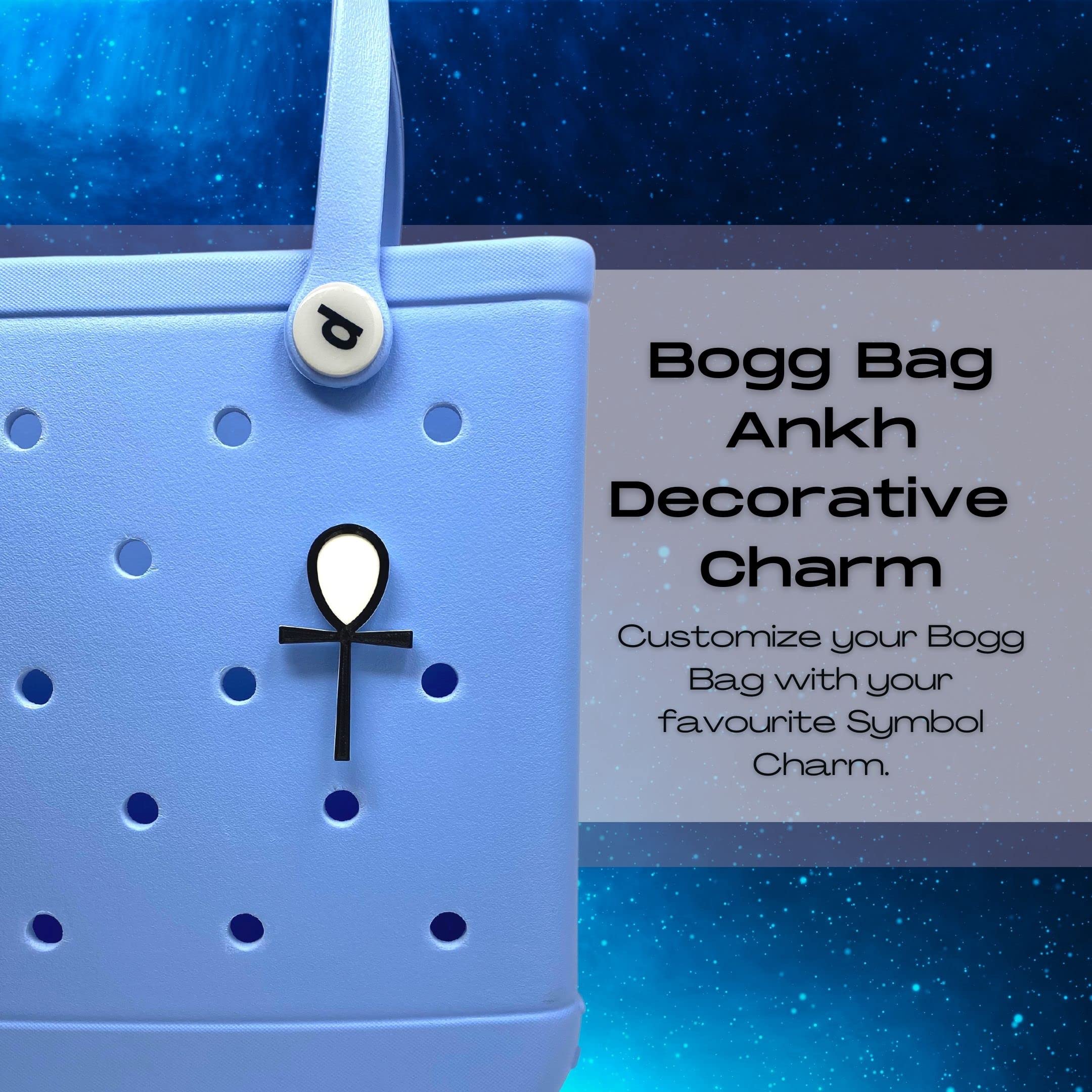 FRESHe BOGLETS - Ankh Charm Accessory Compatible with Bogg Bags, Simply Southern & Similar Totes | Perfect for Beach, Pool & Summer Outings