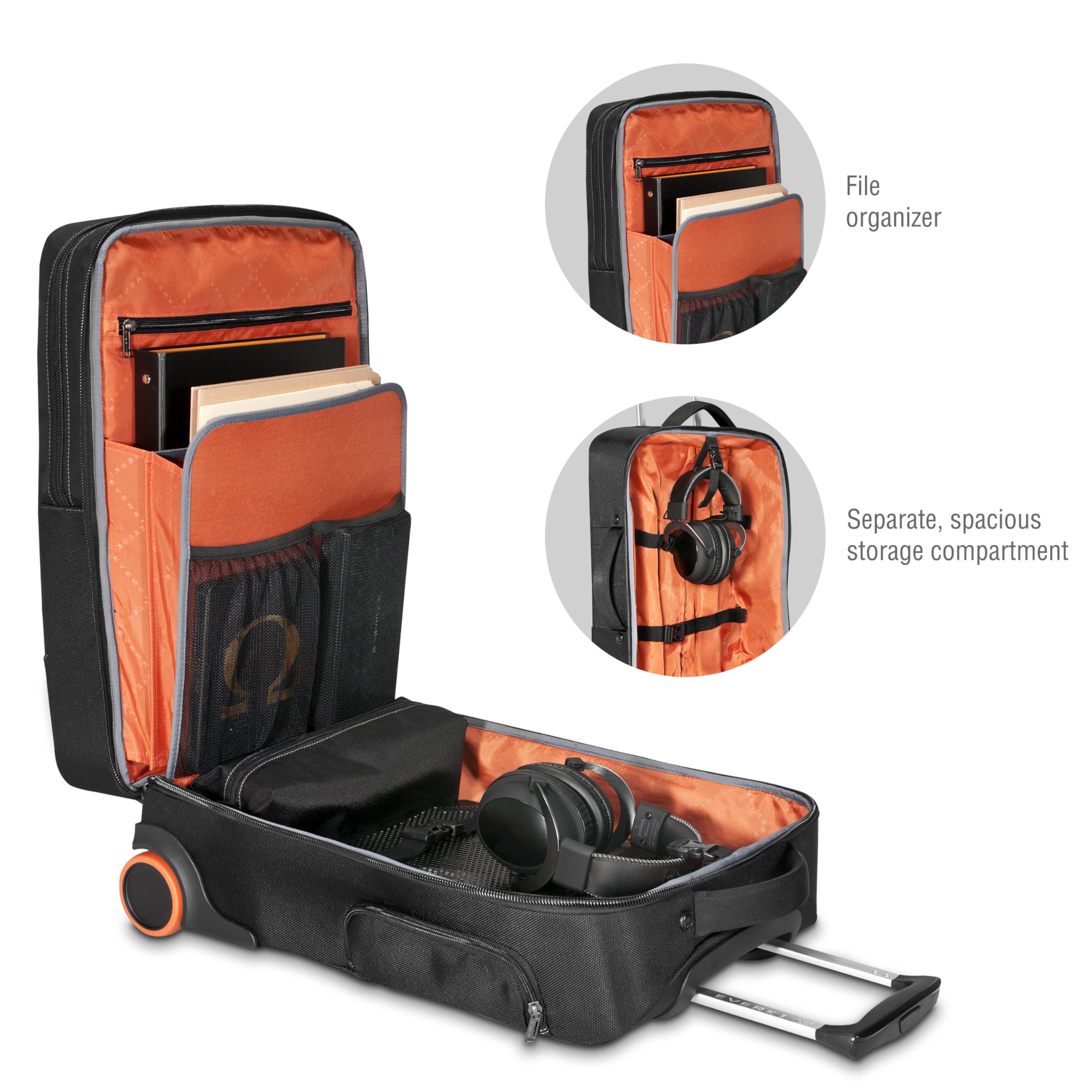 Everki Wheeled Carry-On Rolling Laptop Bag - Lightweight Trolley Bag for Business Travel & Gaming - 17.3-18.4