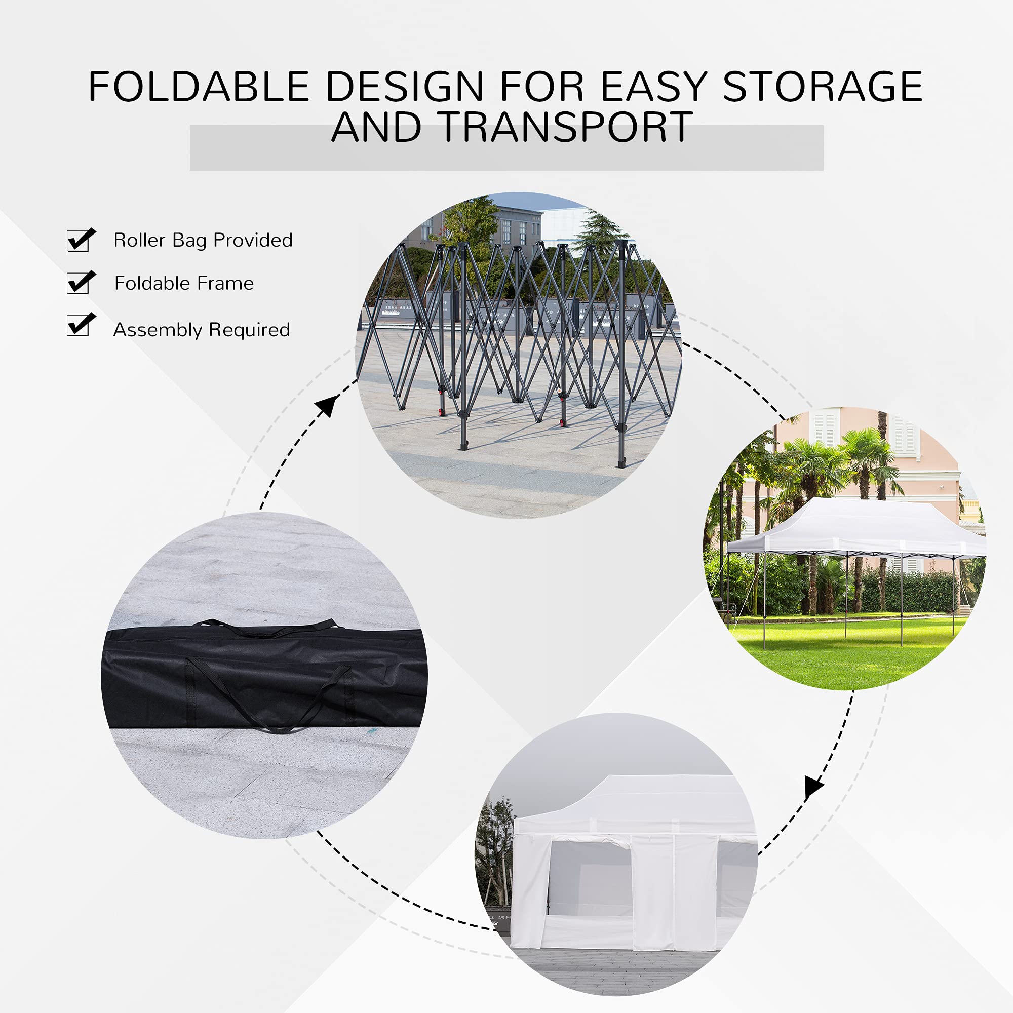 Outsunny 10' x 20' Pop Up Canopy Tent with Removable Sidewalls & Doors - Instant Shelter for Outdoor Parties, Events, Camping - Includes Wheeled Carry Bag & Height Adjustable Frame - Perfect for Backyard, Garden, Patio, Beach & Tailgating - White