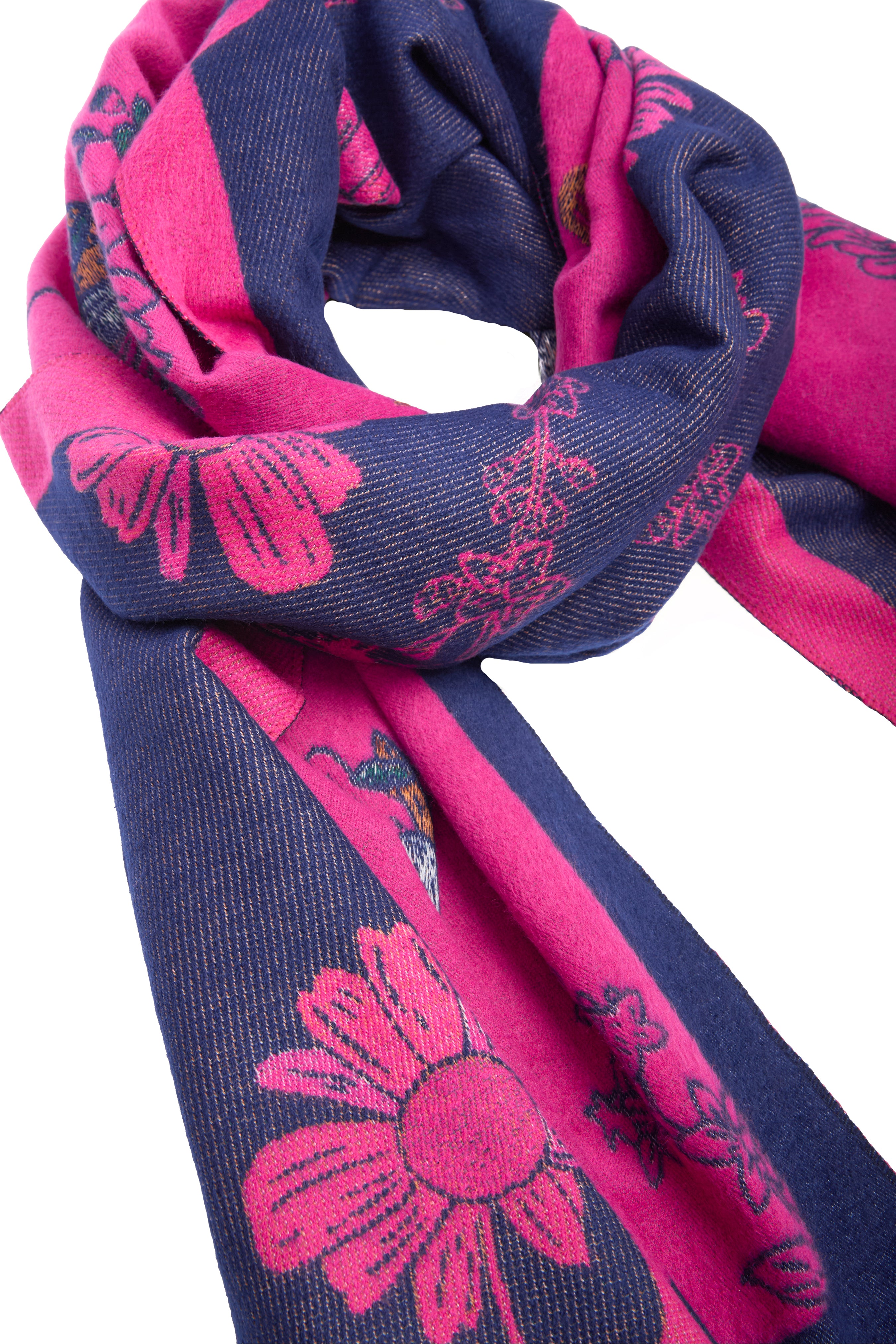 Floral Daisy Reversible Scarf - Lightweight Womens Fashion Accessory for Spring & Summer Outfits - Perfect for Office, Travel and Casual Wear