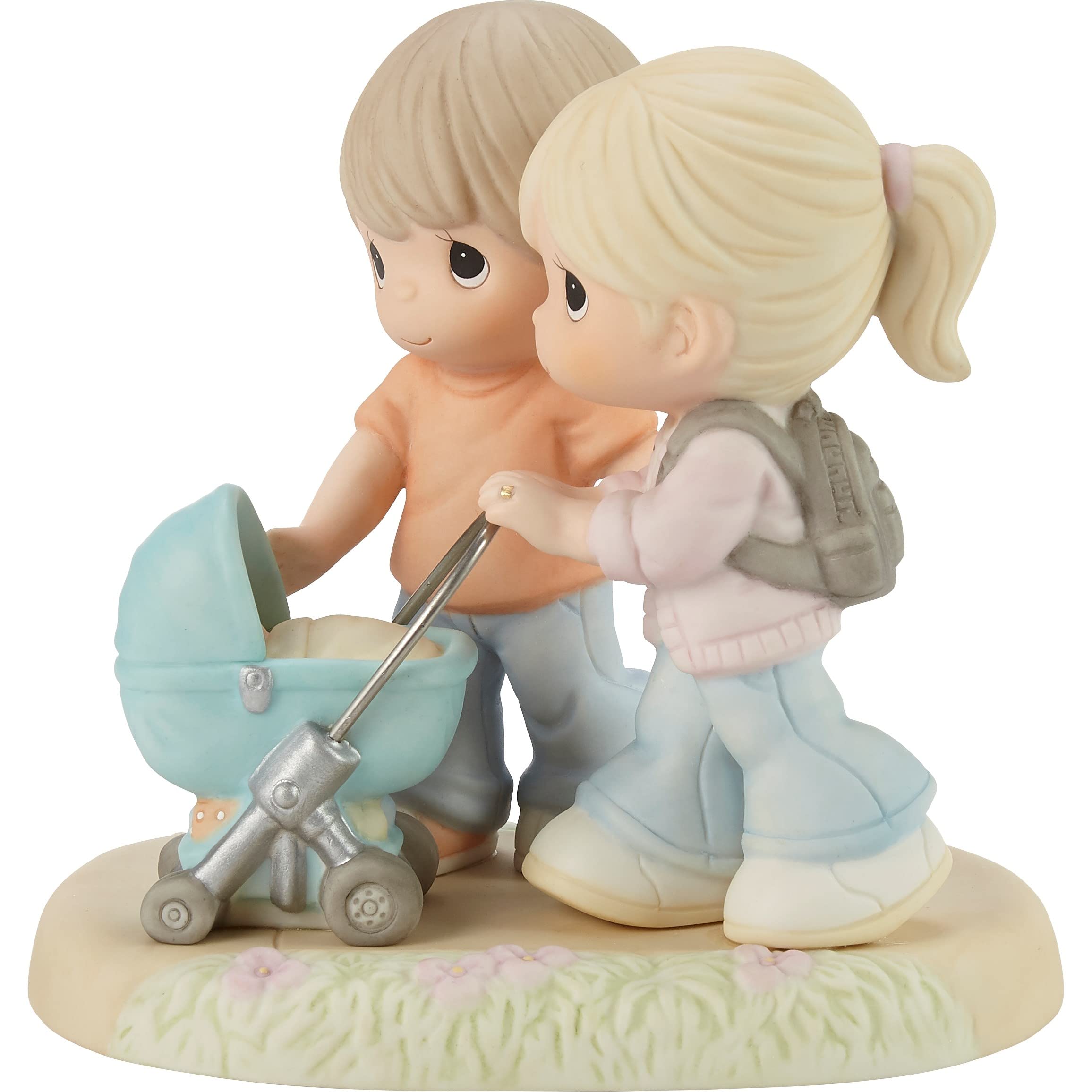 Precious Moments Mom and Dad with Baby in Stroller Figurine - Heartwarming Family Collectible for Home Decor, Gift for Parents & Grandparents | Perfect for Nursery, Living Room & Special Occasions
