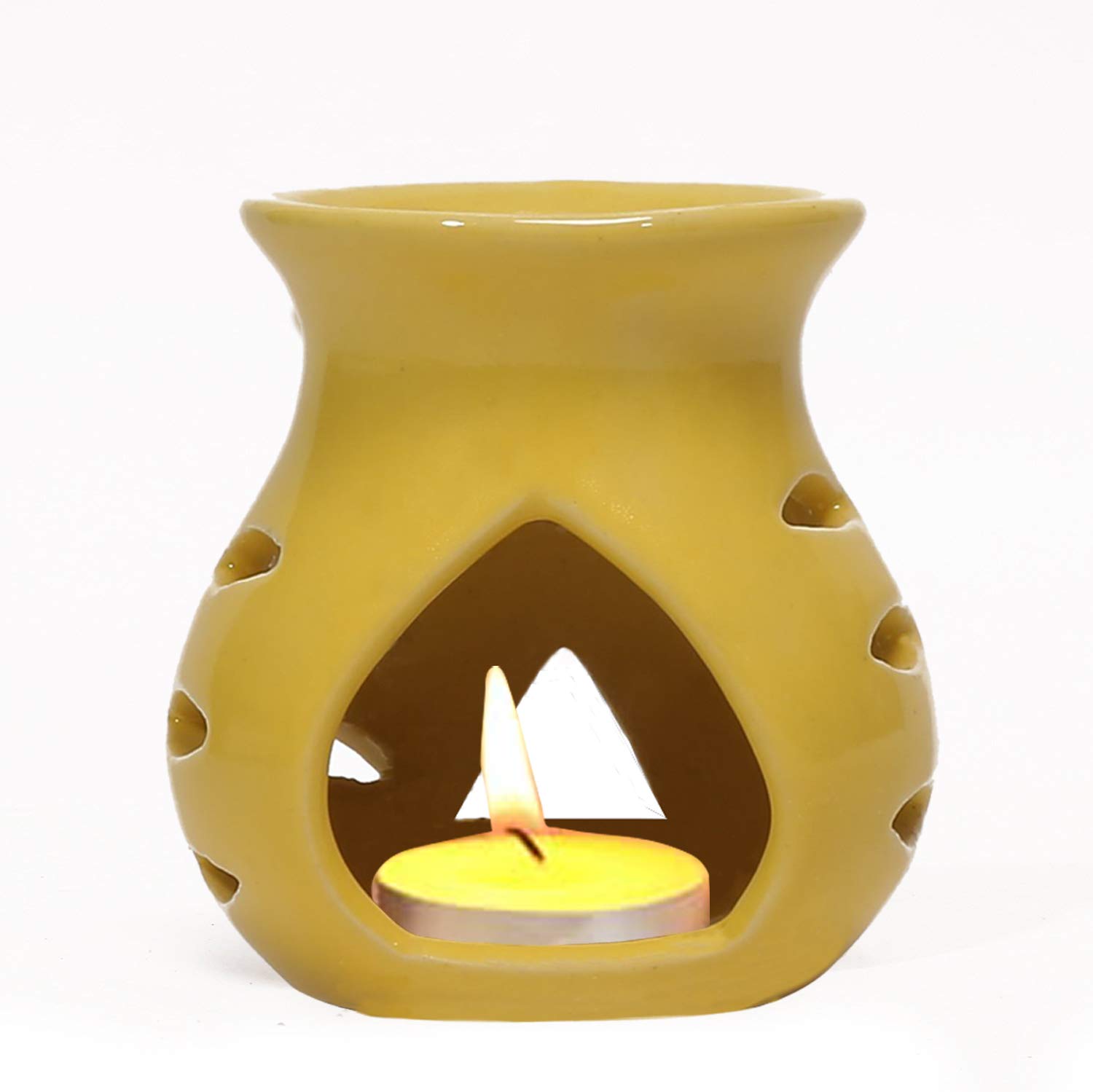 Premium Ceramic Aroma Diffuser Burner with 10ml Sea Blue Essential Oil & 2 Candles - Strong Long-Lasting Fragrance for Home Spa, Yoga & Relaxation