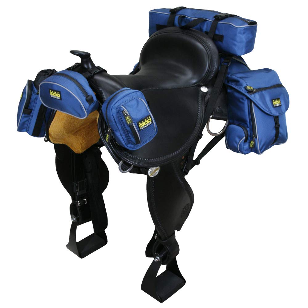 TrailMax 500 Series Deluxe 5-Piece Saddlebag System for Horse Trail Riding - Waterproof Front Pocket, Rear Saddle Bags, Cantle Bag & Pommel Horn Pocket with Bonus Water Bottle Carrier | Perfect for Long Distance Riding, Camping & Outdoor Adventures