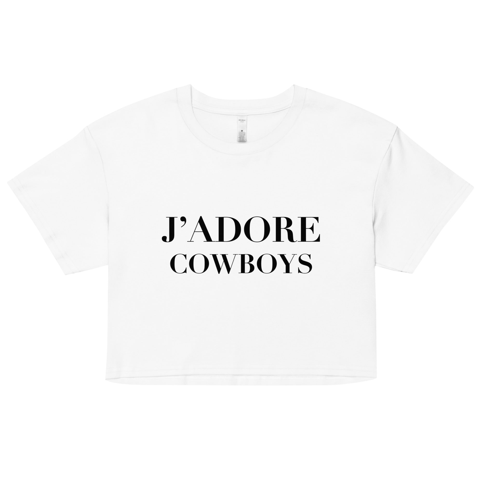 J'Adore Cowboys Women's Crop Top - Kendall Jenner Inspired Western Style Shirt for Summer Fashion, Music Festivals & Country Concerts