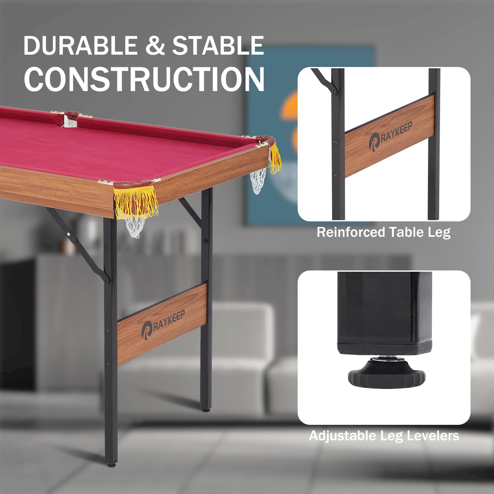 Portable Folding Billiard Table Set - Indoor & Outdoor Pool Table with Cues, Triangle, Chalk & Brush - Perfect for Game Rooms, Basements, Parties & Backyard Entertainment (Kids & Adults)