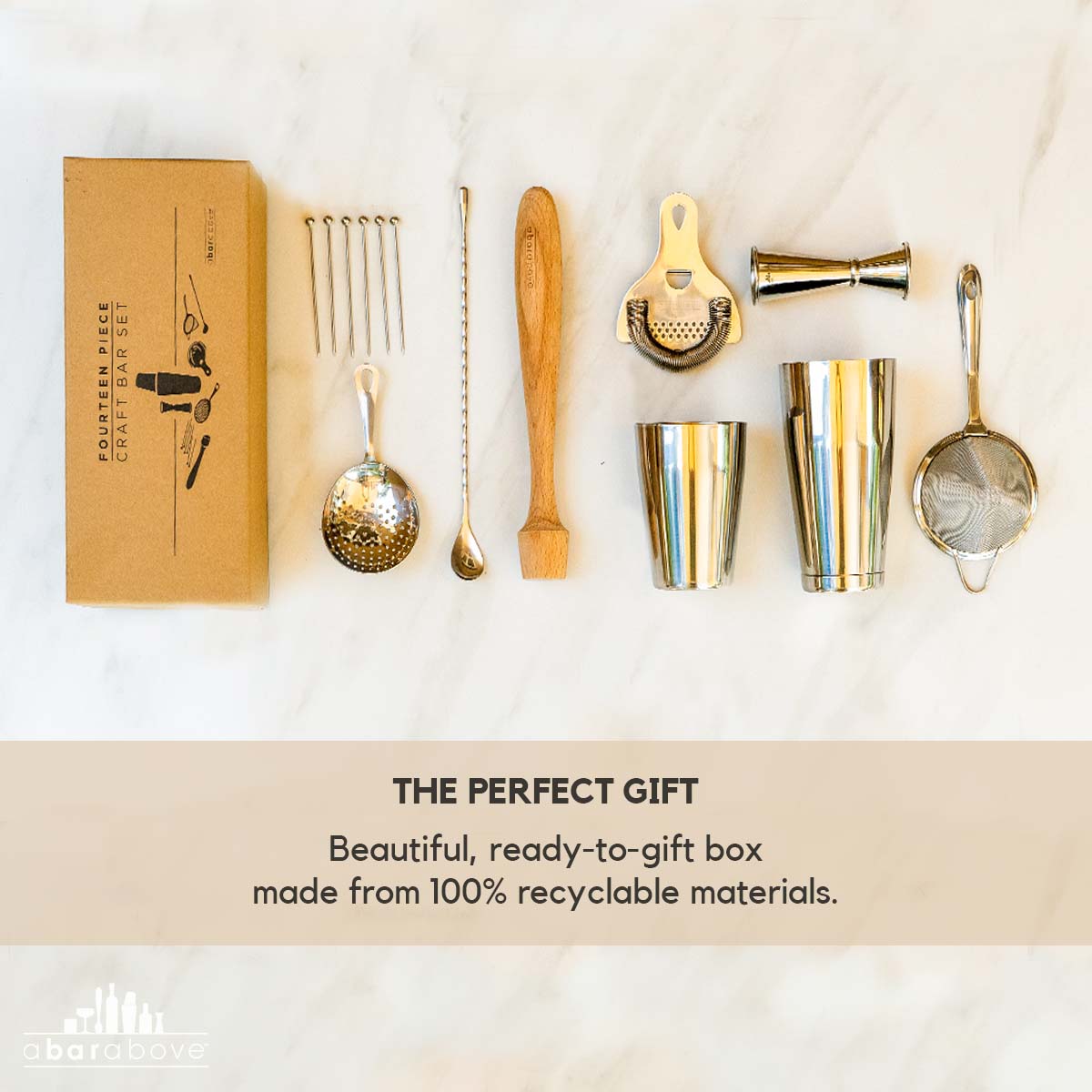 14-Piece Antique Copper Mixologist Bar Set - Premium Cocktail Shaker, Jigger & Bar Tools for Home Bartending & Professional Mixology