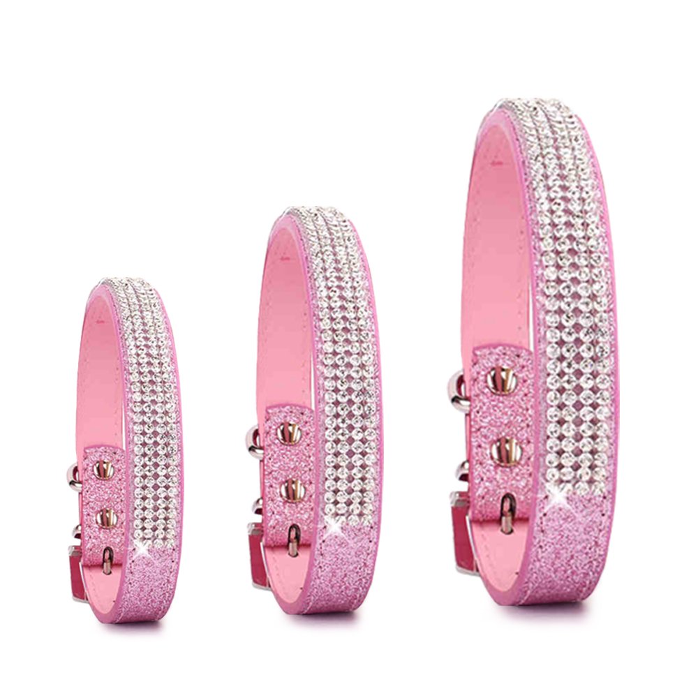 Sparkle Pink Personalized Leather Dog Collar for Medium Female Dogs - Bling Pitbull Training Collar with Thick Shock Spikes - Perfect for Daily Walks, Training & Fashion Accessories
