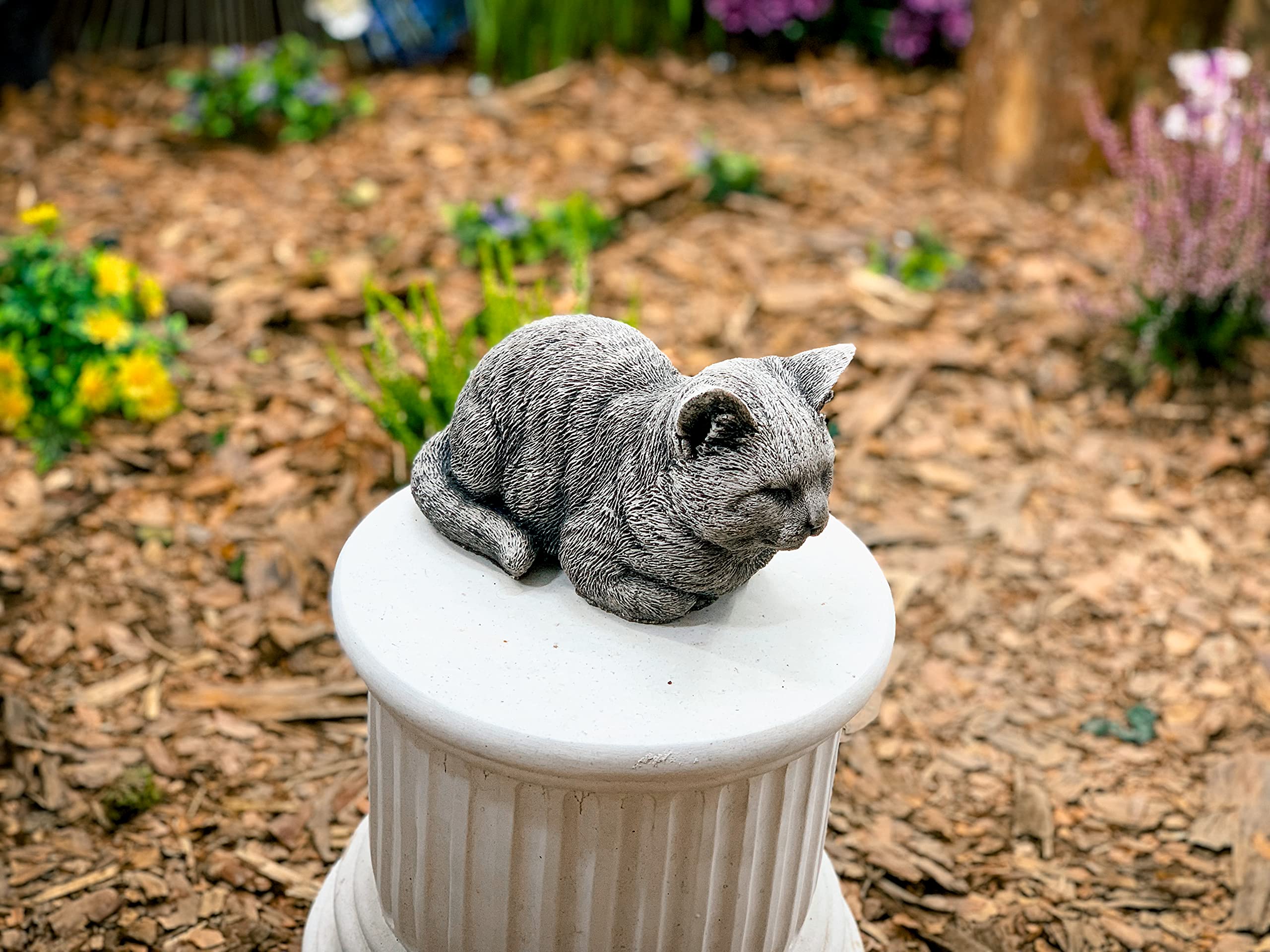 Concrete Cat Statue 19lb - Gray Garden Decor & Memorial Marker