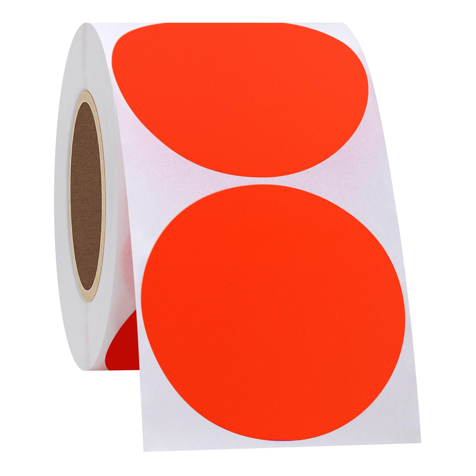 Hybsk 2 Inch Fluorescent Red Blank Shooting Target Stickers - 300 Adhesive Bullseye Pasters per Roll for Gun Range, Archery & Firearm Practice - High Visibility Training Accessories