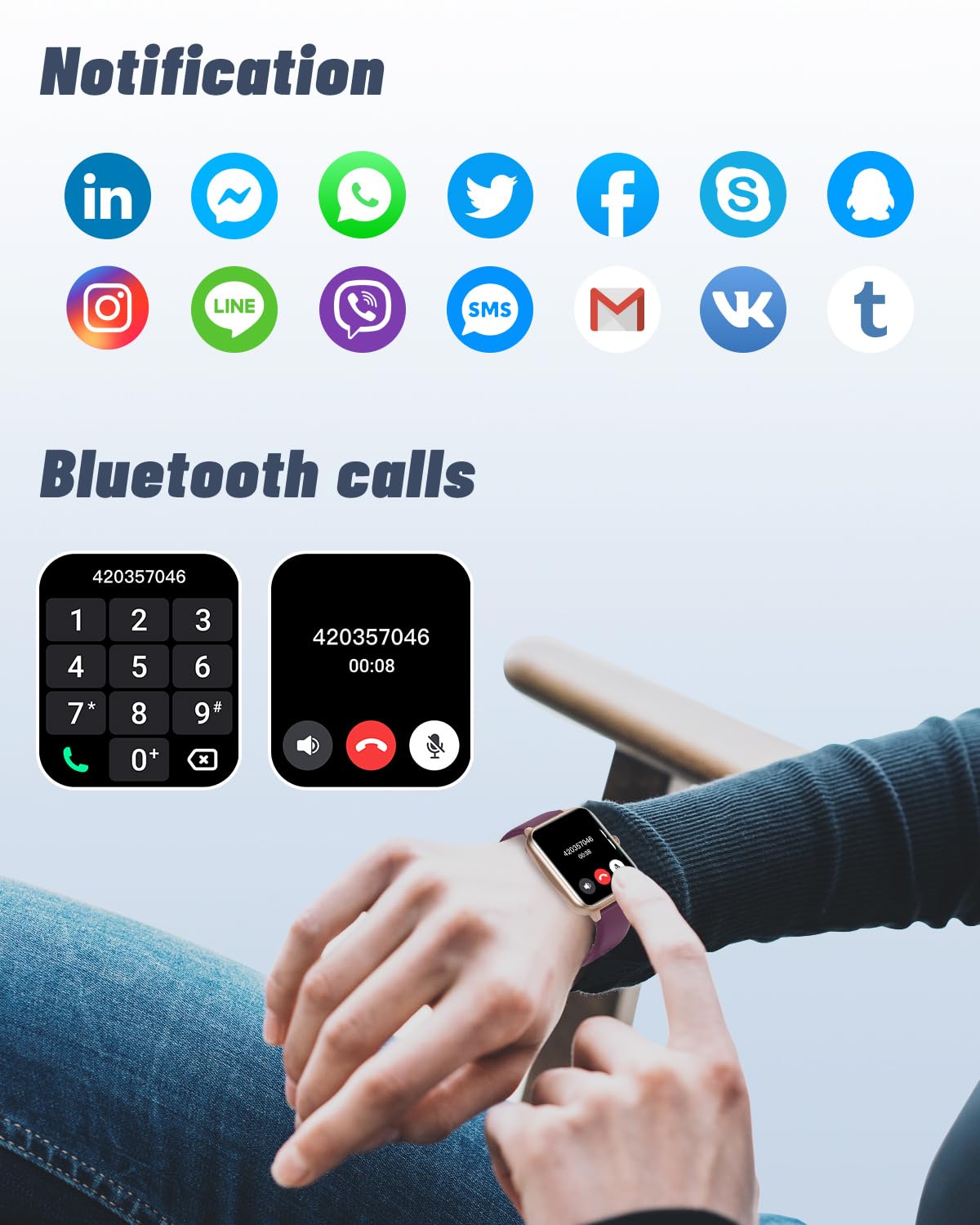 GRV Smart Watch for Women - IP68 Waterproof Fitness Tracker with Heart Rate Monitor, Sleep Tracking, Step Counter & Calorie Burn - Compatible with iOS & Android (Dark Purple) - Perfect for Workouts, Swimming & Daily Activity Tracking