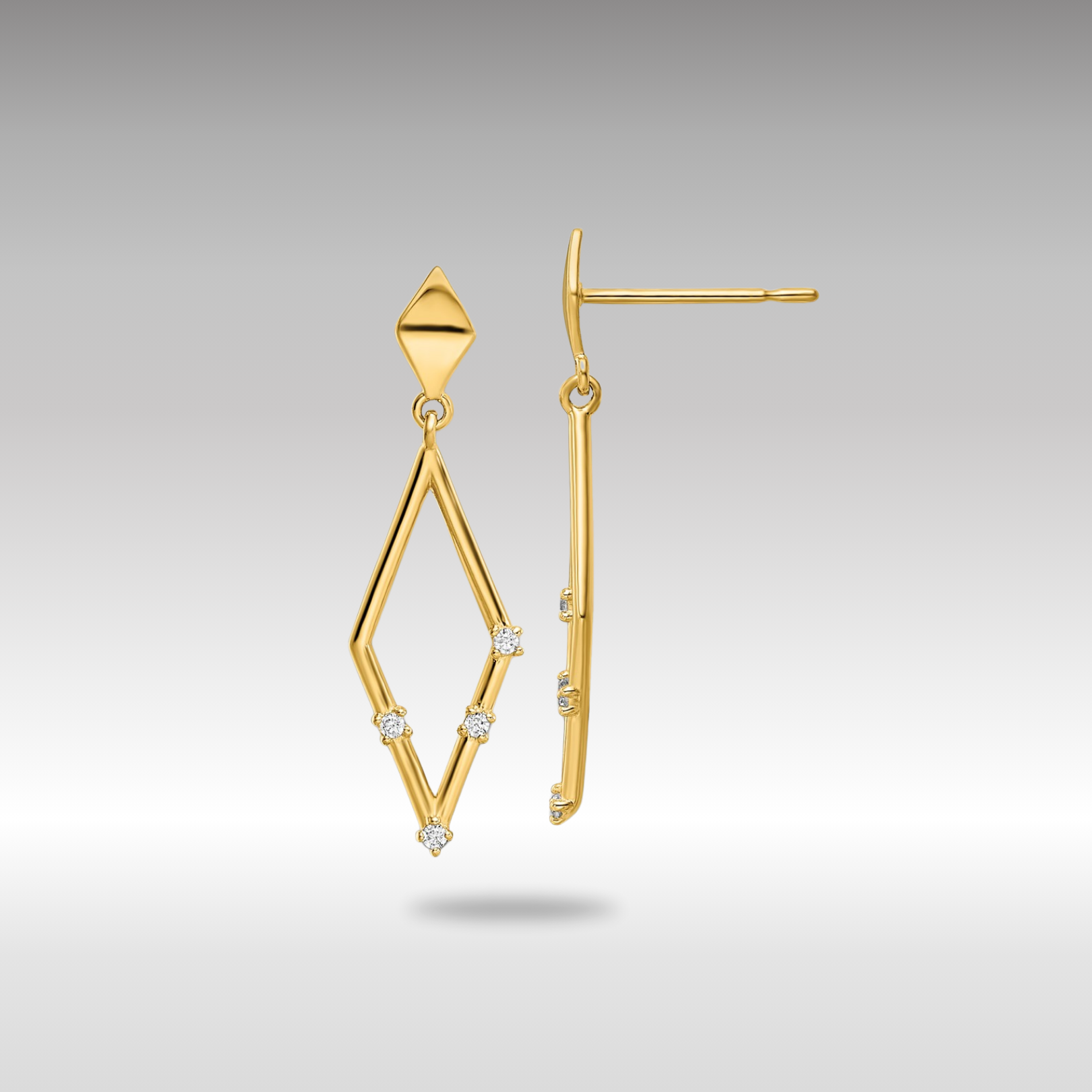 Gold CZ Dangle Post Earrings SE3028 - Elegant Cubic Zirconia Stud Earrings for Women, Perfect for Parties, Weddings & Everyday Wear