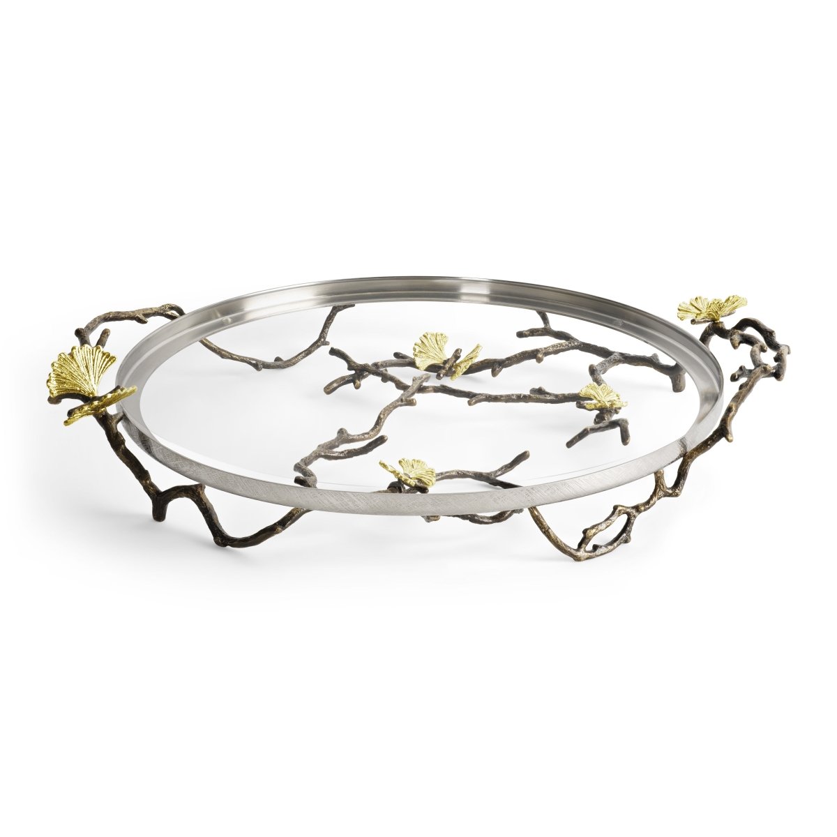 Butterfly Ginkgo Glass Serving Platter - Elegant Appetizer Tray for Parties, Weddings & Home Decor
