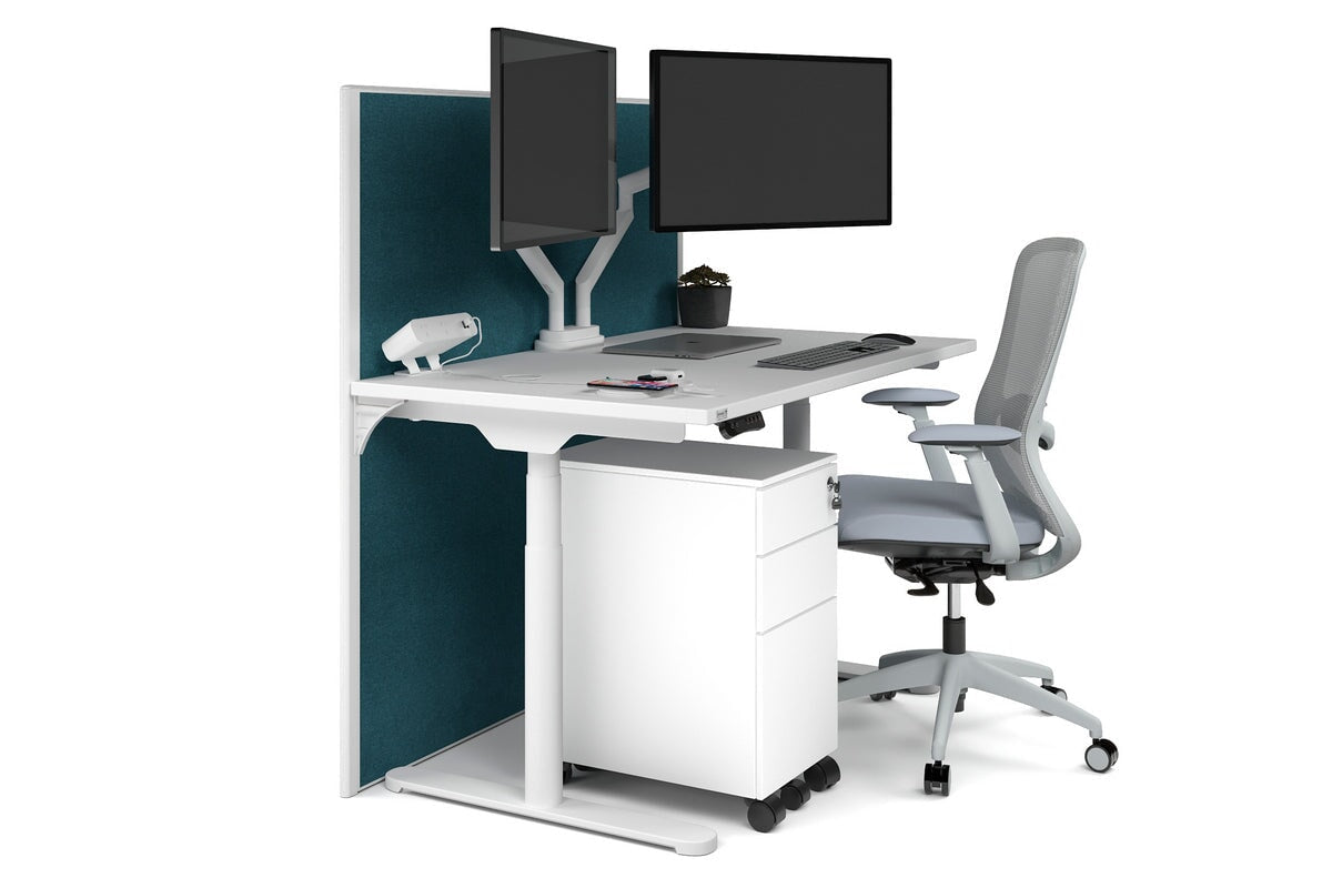 Flexi Premium Height Adjustable Single Workstation [1400L x 700W] - Ergonomic Standing Desk for Home Office, Gaming & Study - Electric Sit Stand Desk with Memory Function