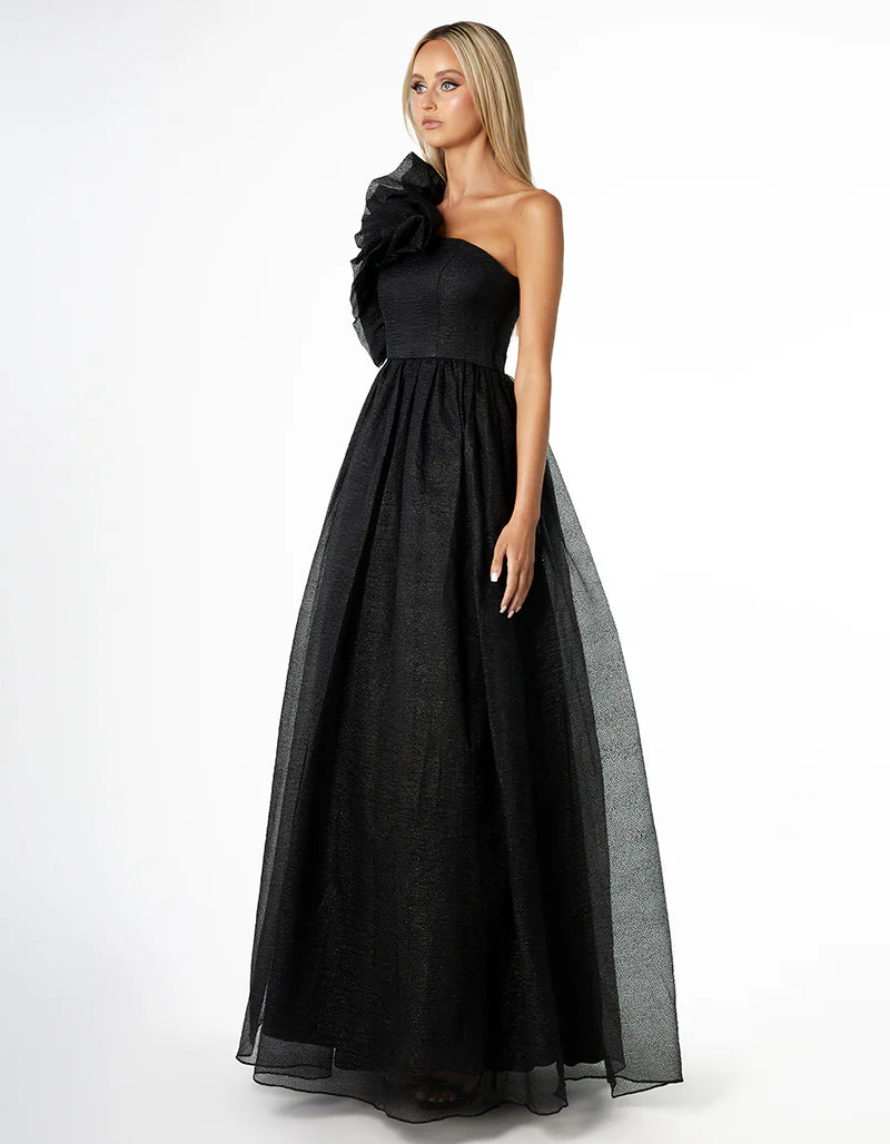 Corena Elegant One Shoulder Ruffle Ball Gown for Prom, Wedding & Formal Events - Perfect for Evening Galas, Bridal Showers & Special Occasions
