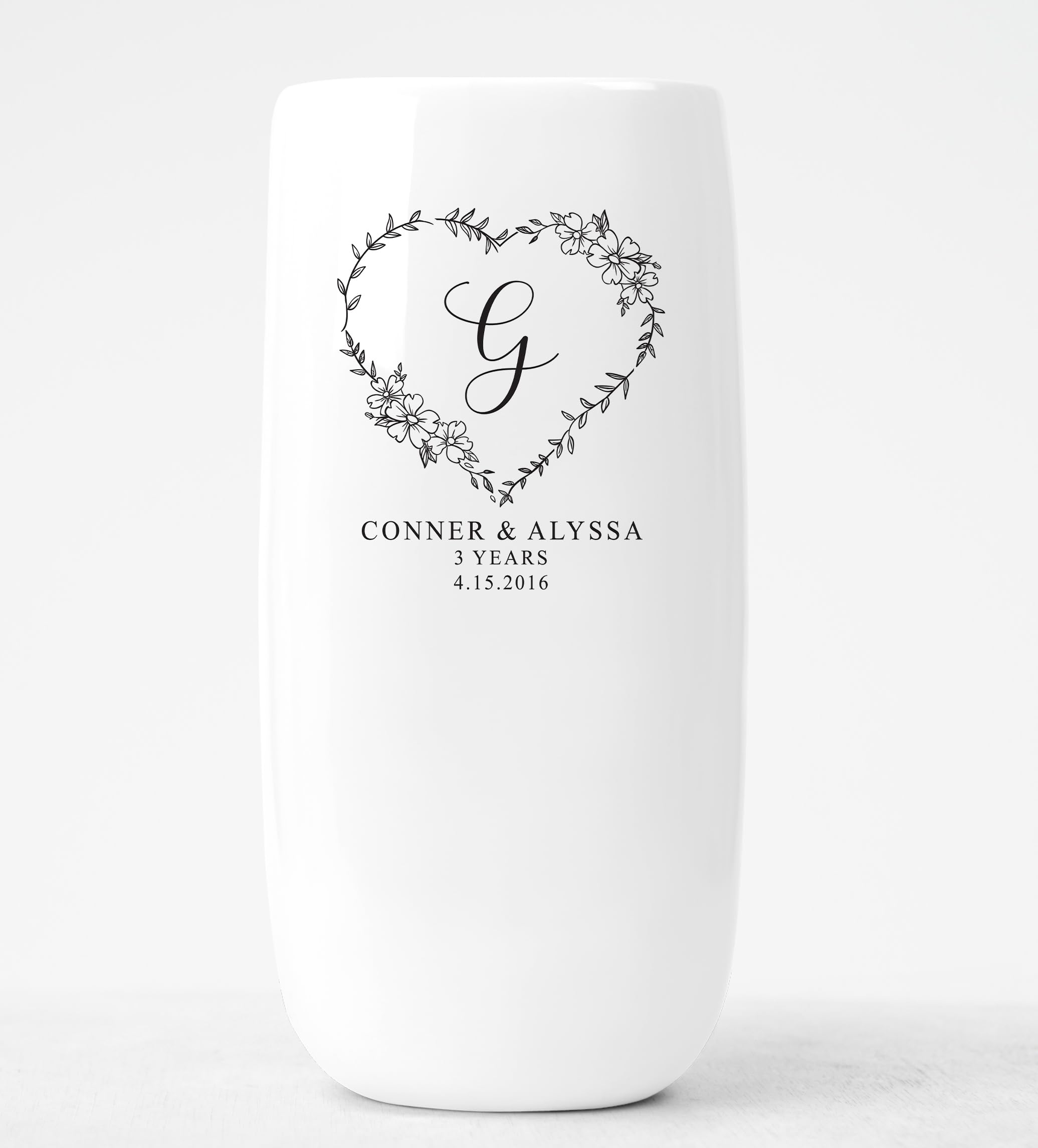Custom Personalized Ceramic Vase - Engraved Wedding Anniversary Gift for Couples - Romantic Home Decor for Living Room, Bedroom & Wedding Centerpiece
