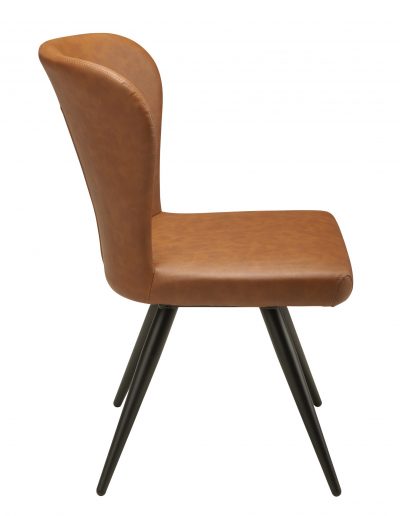 Amelie Cognac Leather Chair - Mid-Century Modern Accent Chair for Living Room, Office & Lounge - Comfortable Upholstered Seating with Wooden Legs