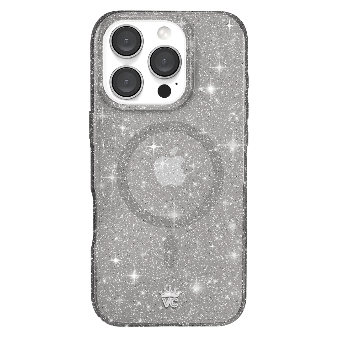 Sparkle Grey Stardust Glitter iPhone Case - Protective & Stylish Phone Cover for iPhone 13/14/15 Pro Max - Perfect for Parties, Events & Everyday Glam