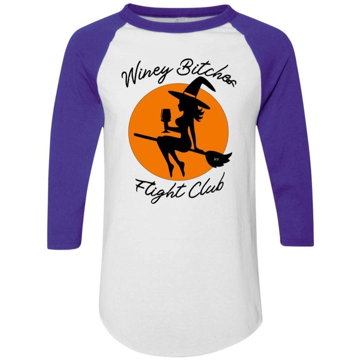 WineyBitches.Co Winey Bitches Flight Club Colorblock Raglan Jersey - Stylish & Comfortable Women's Baseball Tee for Casual Outings, Girls Night Out & Wine Tasting Events