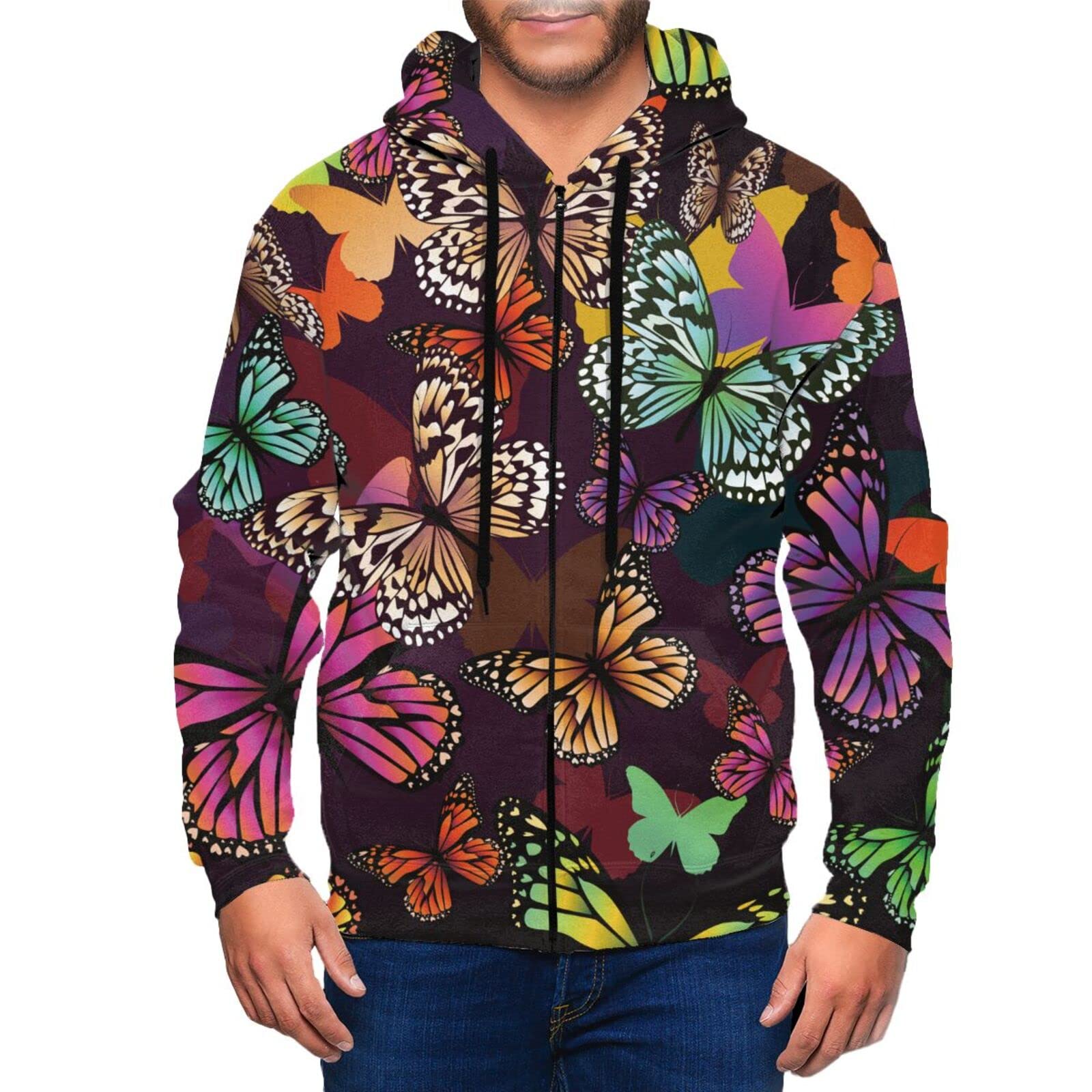 Men's American Flag Zip-Up Hoodie - Casual Baseball Jacket with Pockets | Funny Patriotic Sweatshirt for Everyday Wear & Outdoor Activities