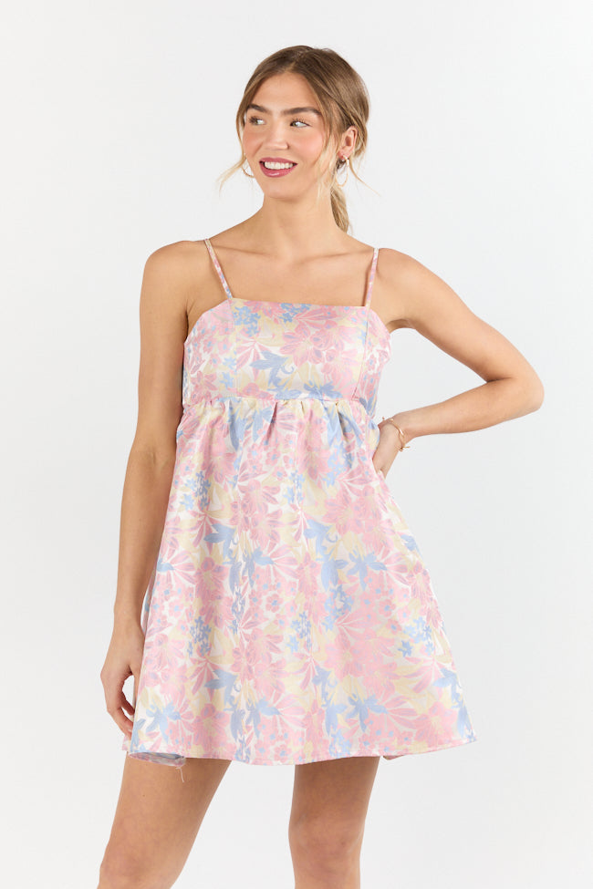 April Showers Multi Jacquard Printed Mini Dress - Floral Summer Dress for Women, Party & Beach Wear, Casual Day Outfit
