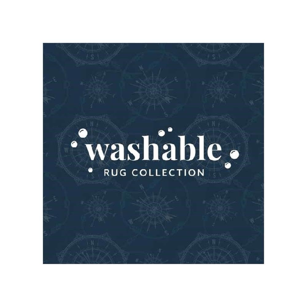 5'x7' Blue Washable Polyester Rug - Soft & Durable Transitional Style for Living Room, Bedroom & Office